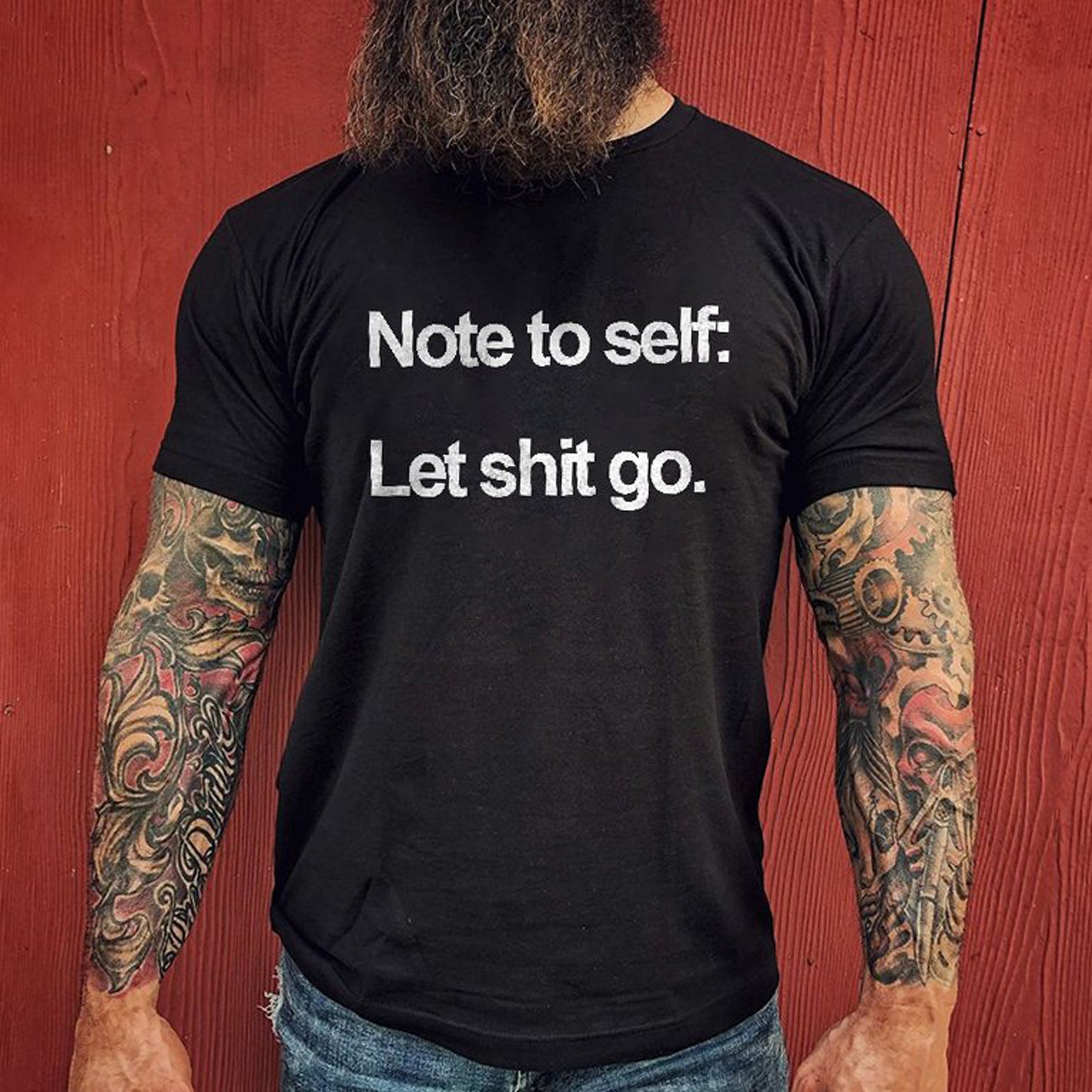 Livereid Note To Self: Let Shit Go Letter T-Shirt - chicyea