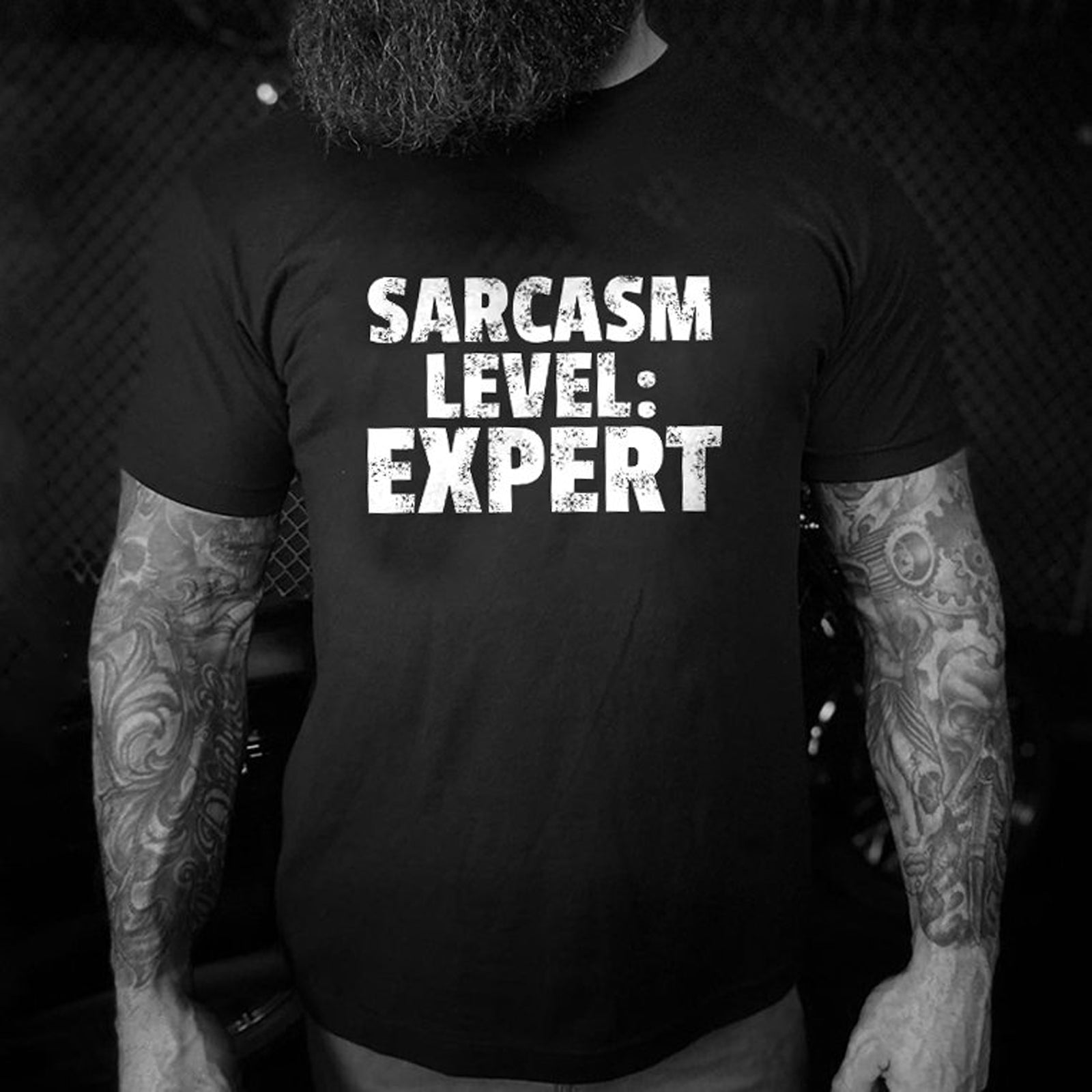 Livereid Sarcasm Level: Expert Casual Letter T-Shirt - chicyea