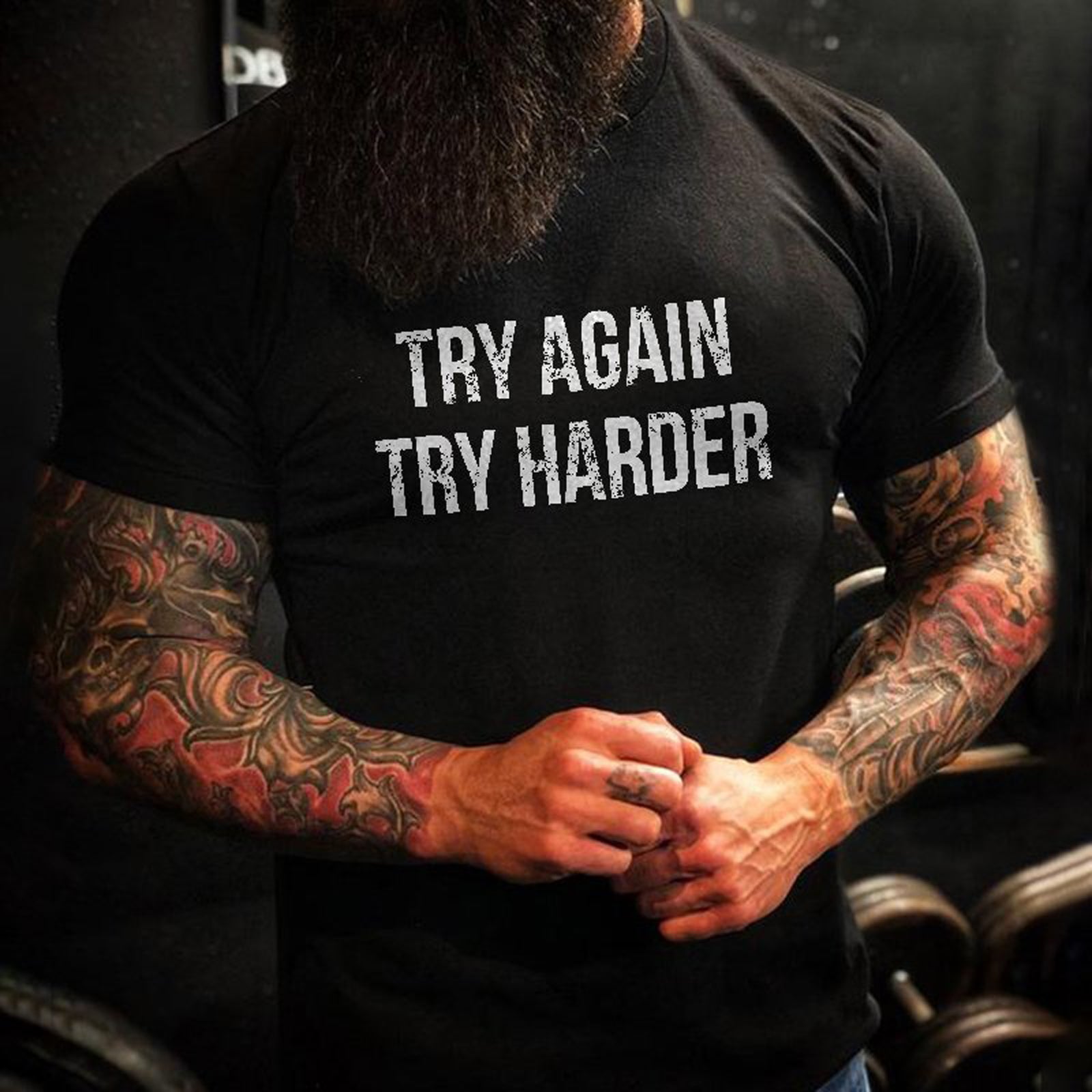 Livereid Try Again Try Harder Letter T-Shirt - chicyea