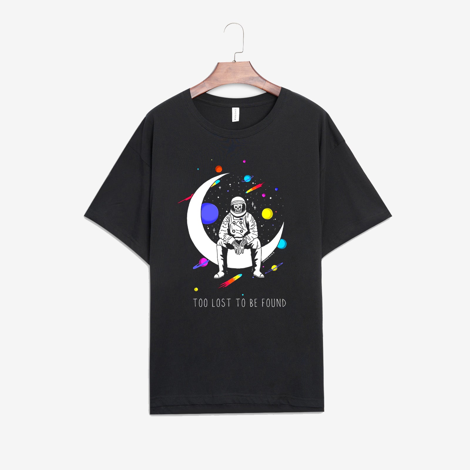 Neojana Moon Astronaut Graphic Printed T-Shirt - chicyea