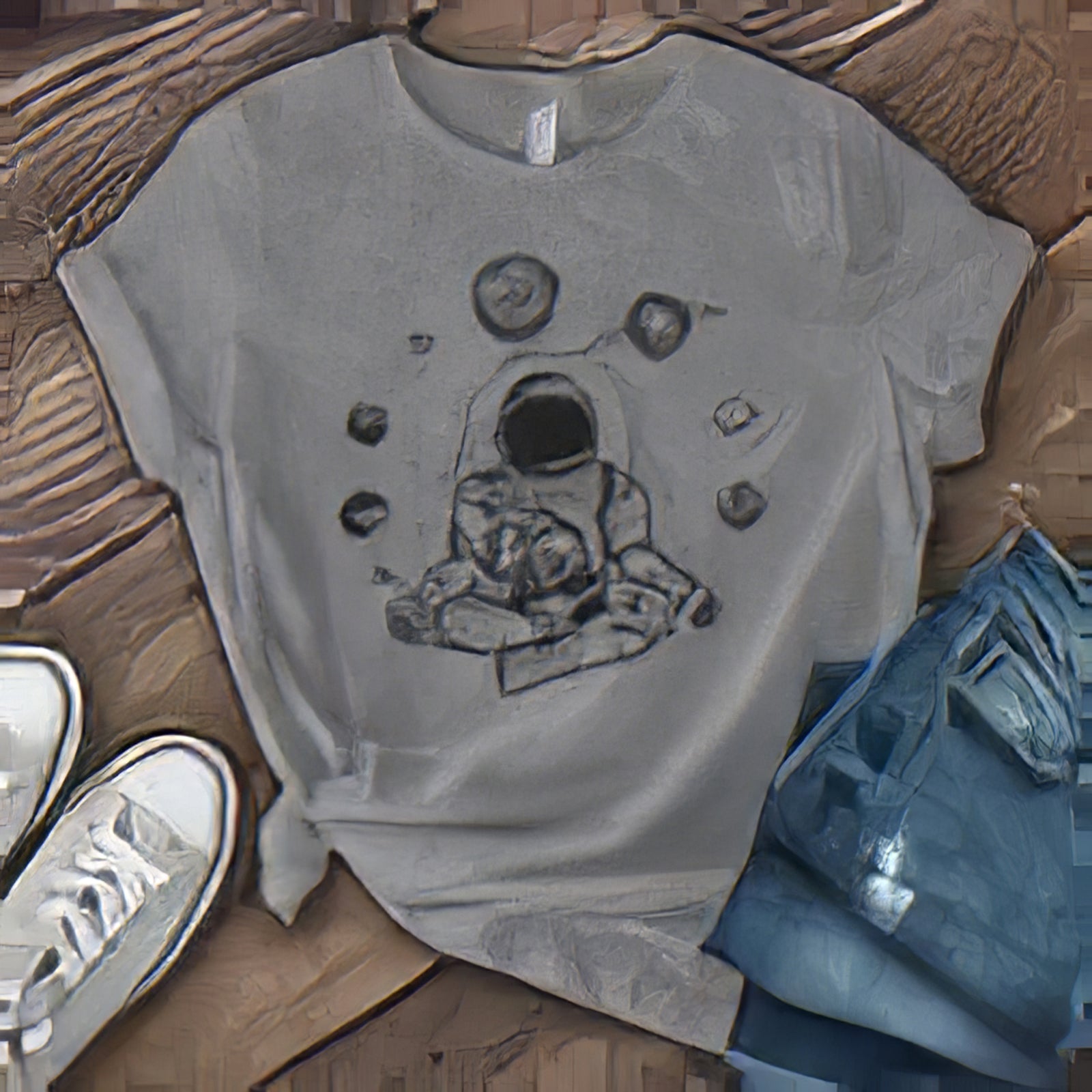 Neojana Funny Astronaut Print Crew Neck T-Shirt - chicyea