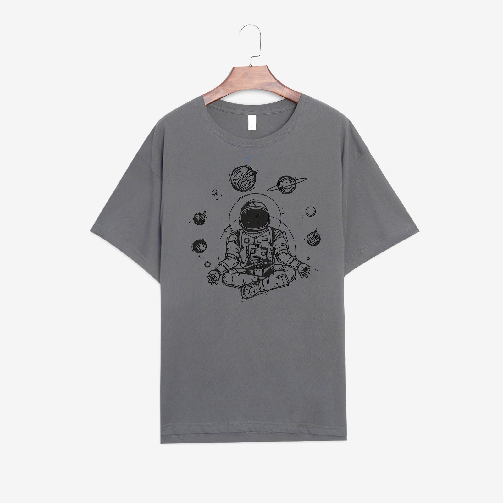 Neojana Funny Astronaut Print Crew Neck T-Shirt - chicyea