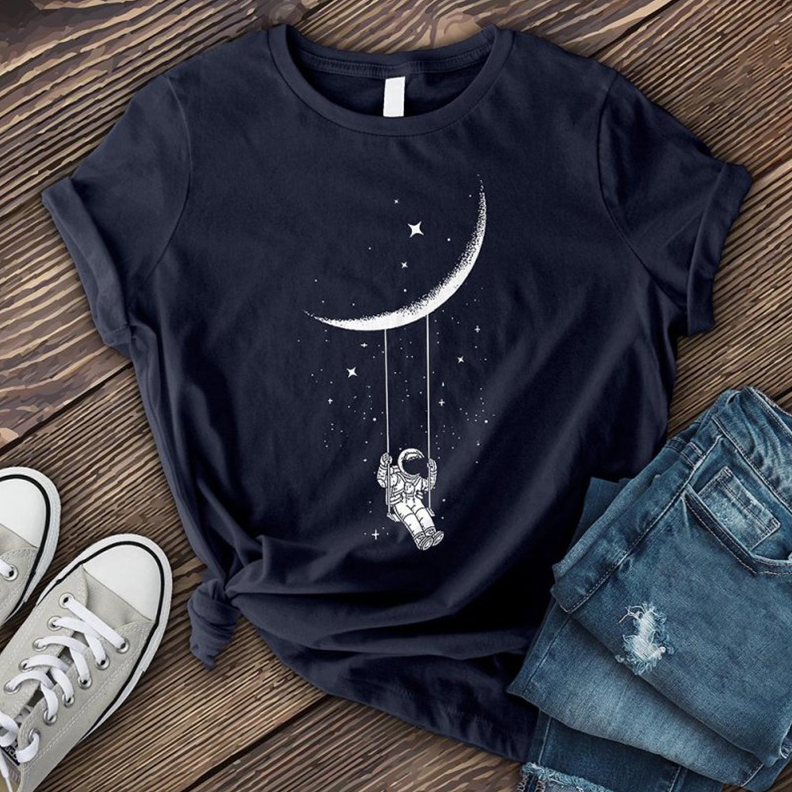 Neojana Personalized Astronaut Moon Print Tshirt - chicyea