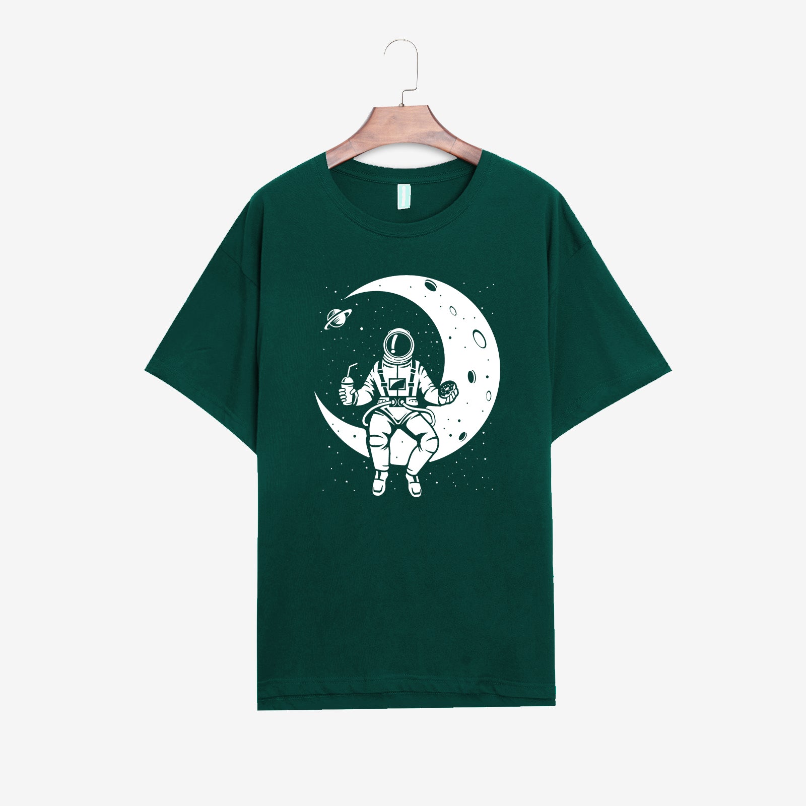 Neojana Casual Astronaut Moon Print T-Shirt - chicyea