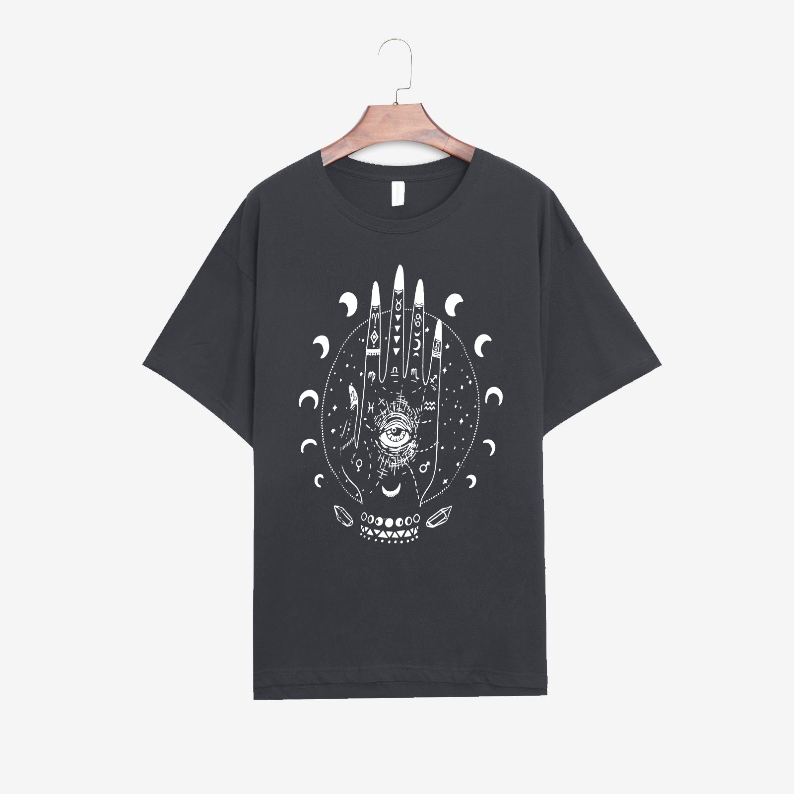 Neojana Eyes Hand Moon Print Ladies T-Shirt - chicyea