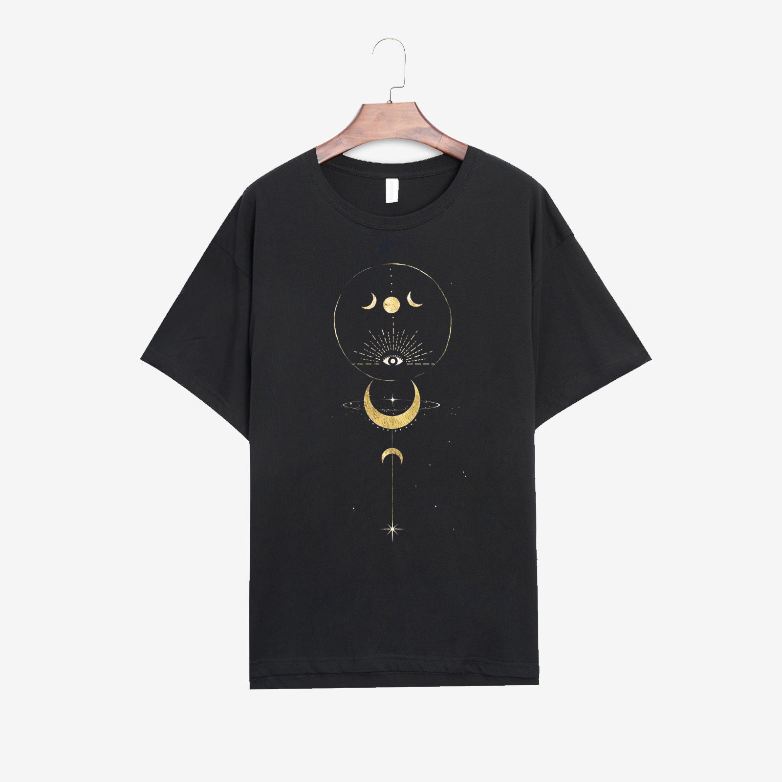 Neojana Personalized Eyes And Moon Print Designer Oversized T-Shirt - chicyea