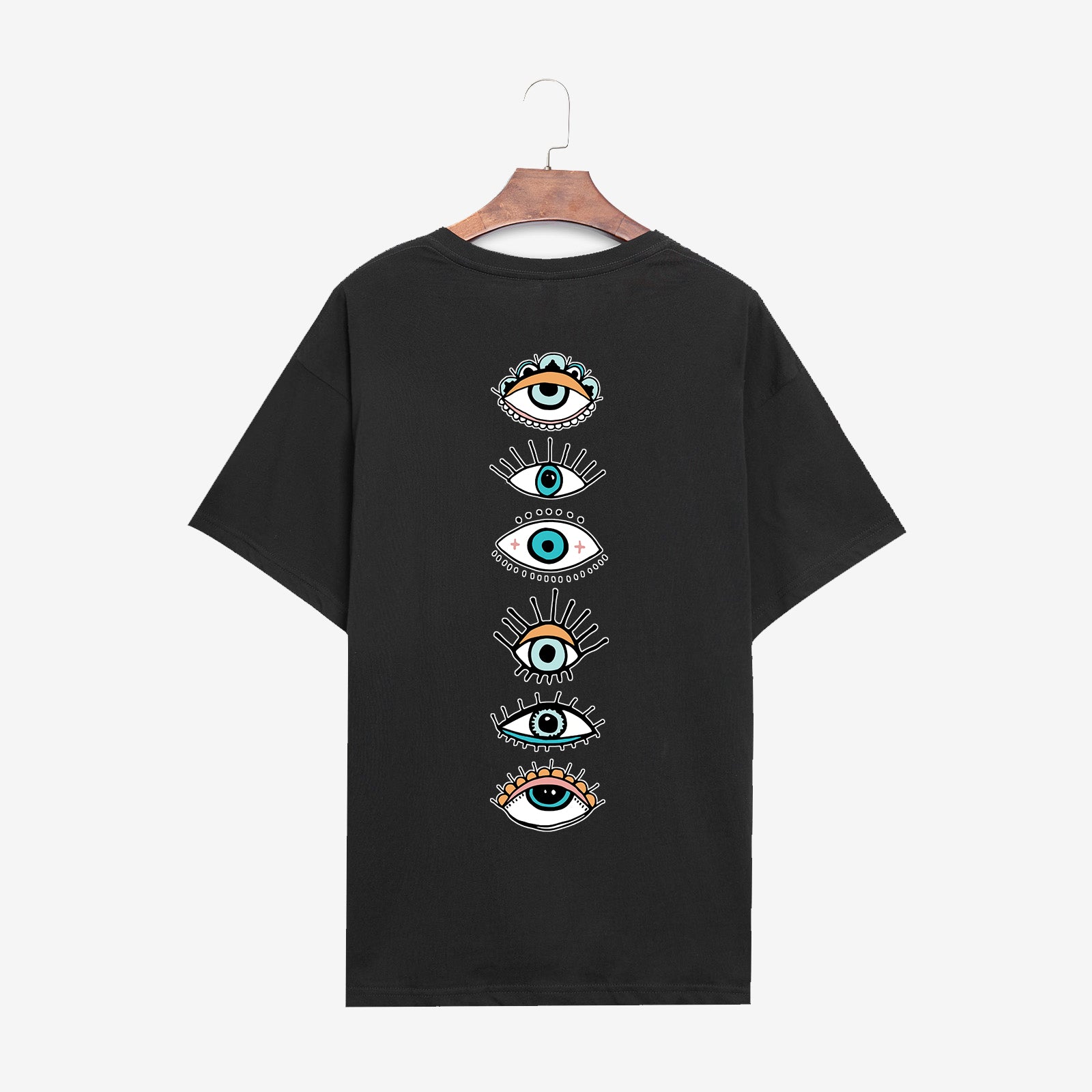 Neojana Retro Creative Evil Eye Print T-Shirt - chicyea