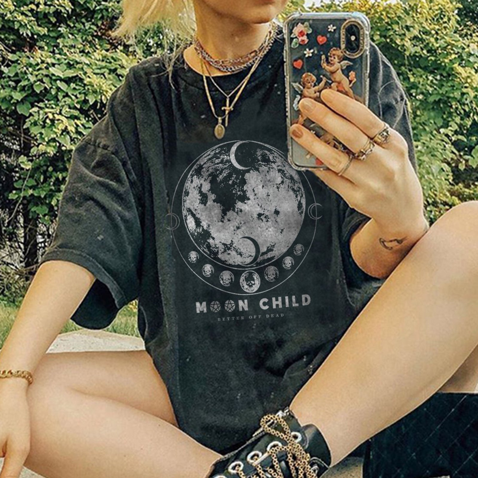 Neojana Fashion Moon Designer Oversized T-Shirt - chicyea