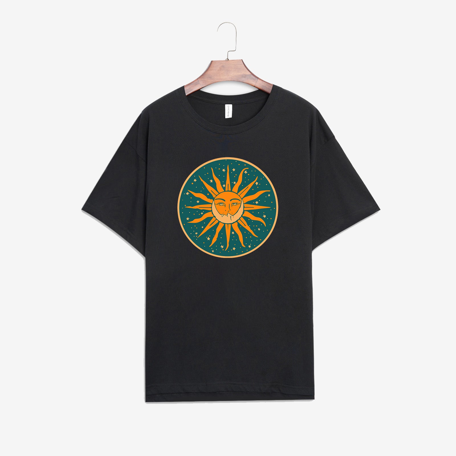 Neojana Casual Crewneck Sun Print T-Shirt - chicyea