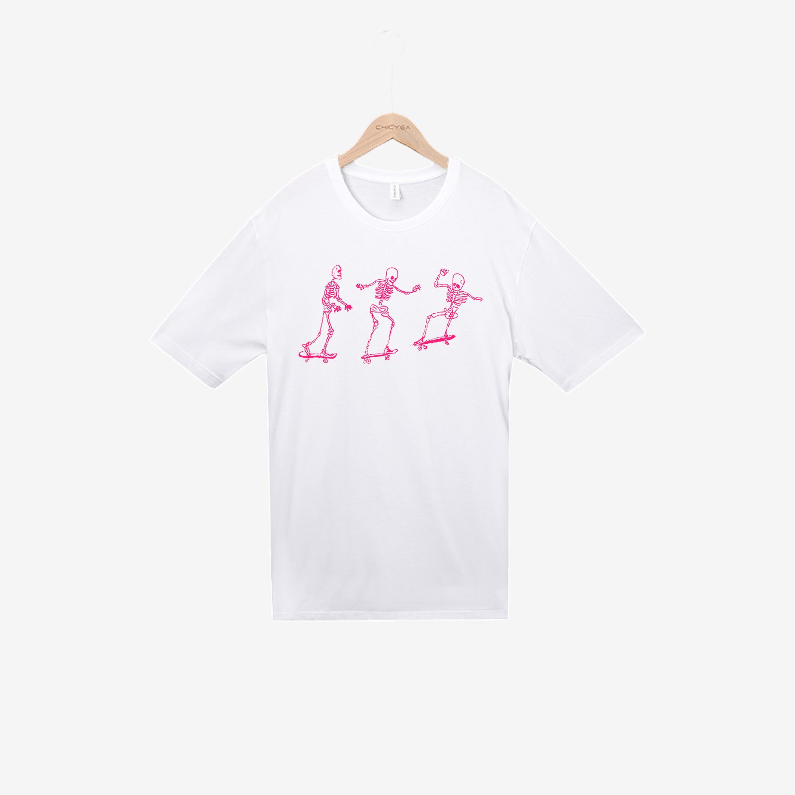 Neojana Plus Crewneck Short Sleeve Skeleton Print T-Shirt - chicyea