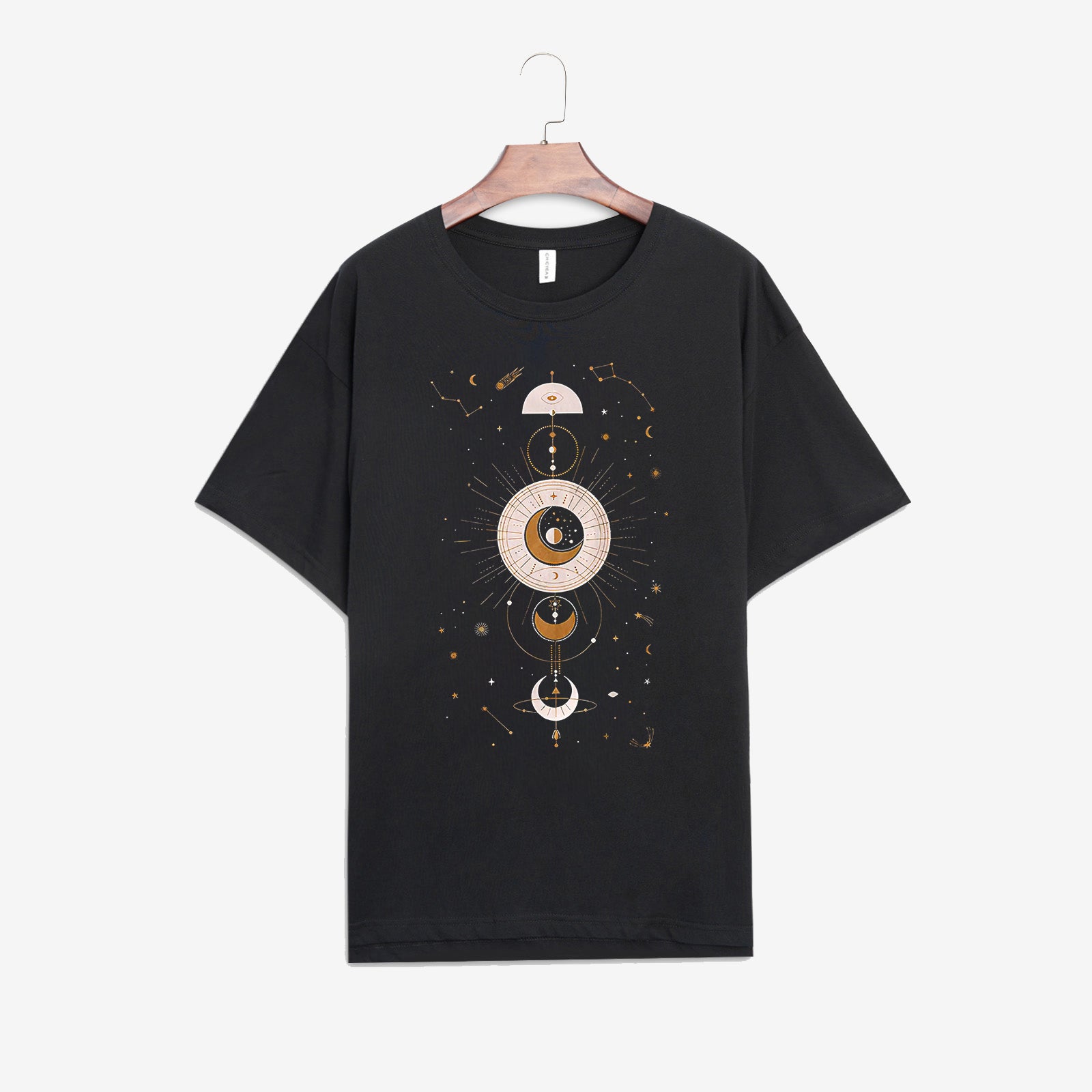Neojana Abstract Moon Sun Printed Short Sleeve Tees - chicyea