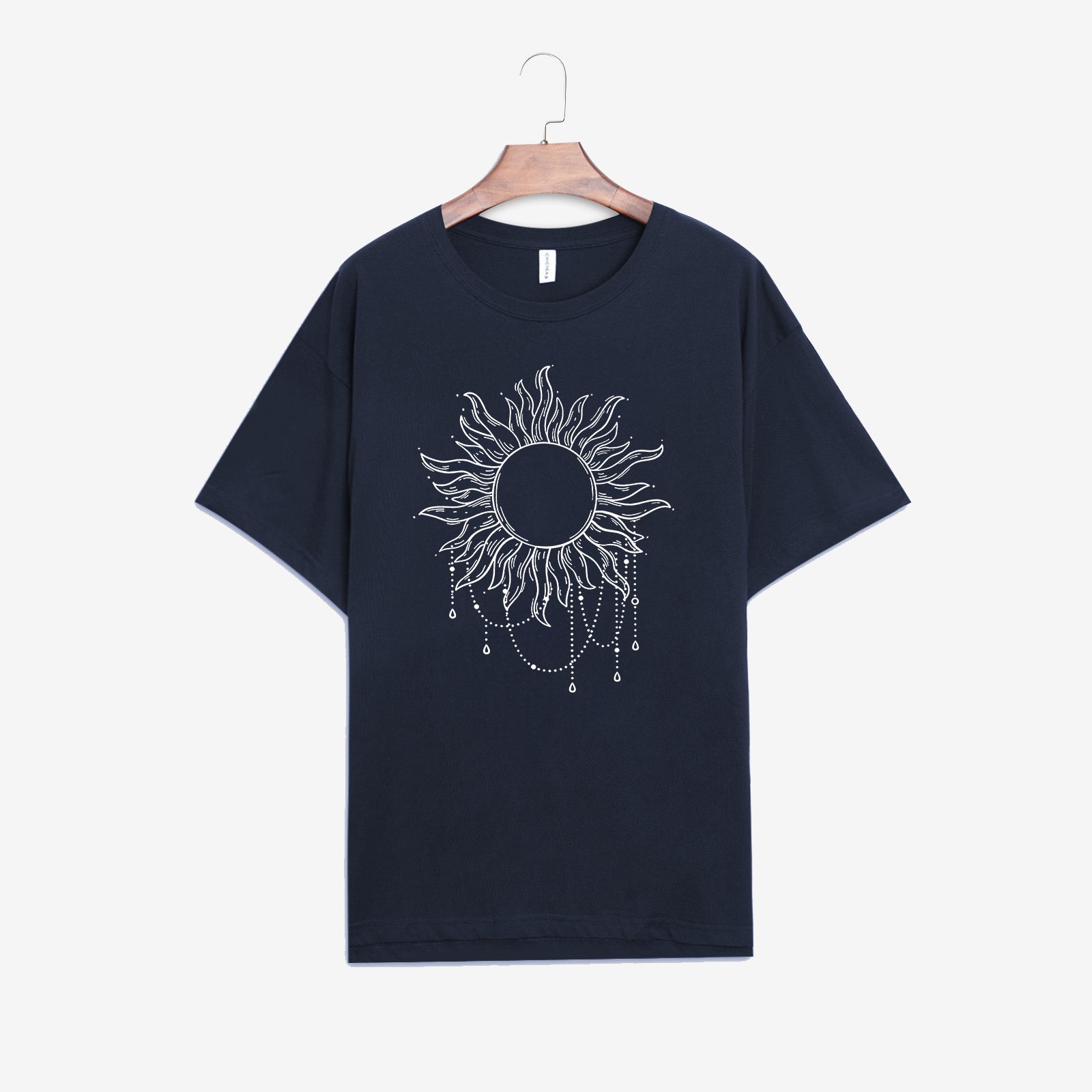 Neojana Women Sun Print Short Sleeve Casual T-Shirt - chicyea