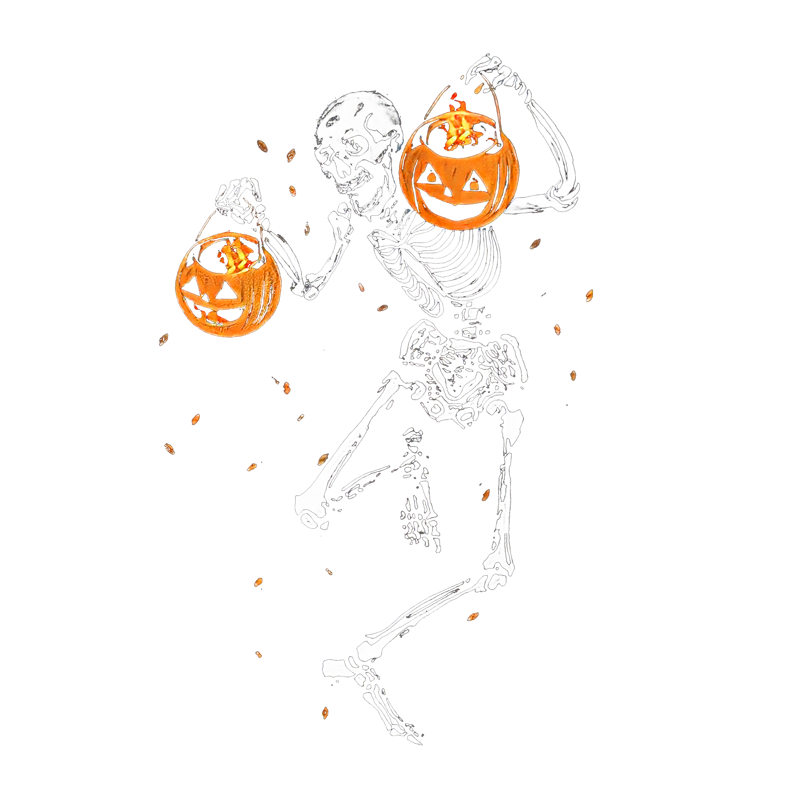Neojana Funny Skeleton Pumpkin Designer Print Sweatshirt - chicyea