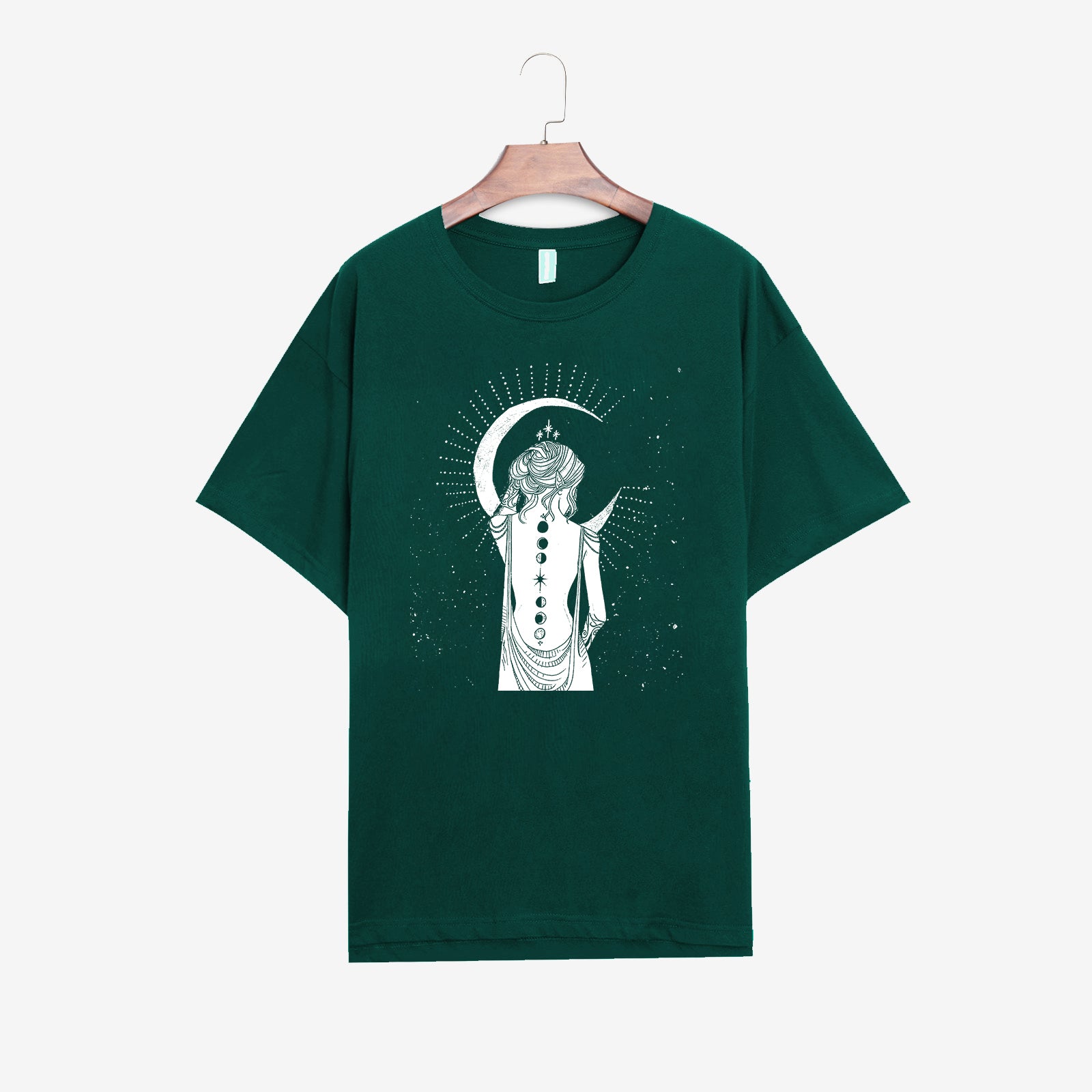 Neojana Beautiful Woman Moon Print Designer T-Shirt - chicyea