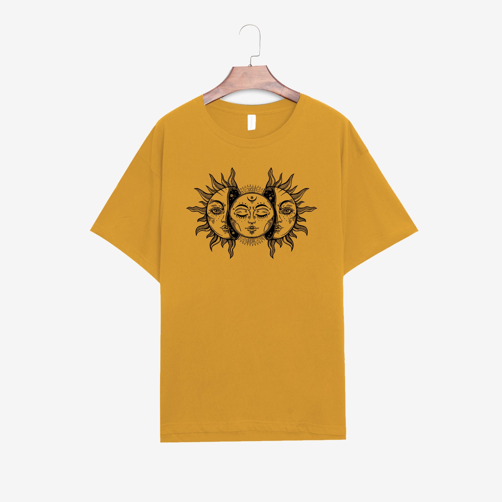 Neojana Sun Face Printed Casual Plus T-Shirt - chicyea