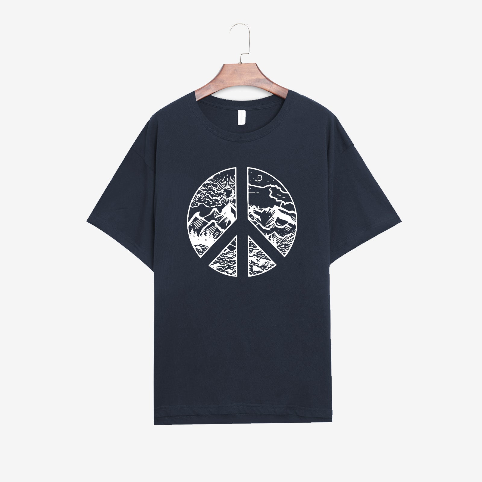 Neojana Mountain Sun Print Crewneck T-Shirt - chicyea