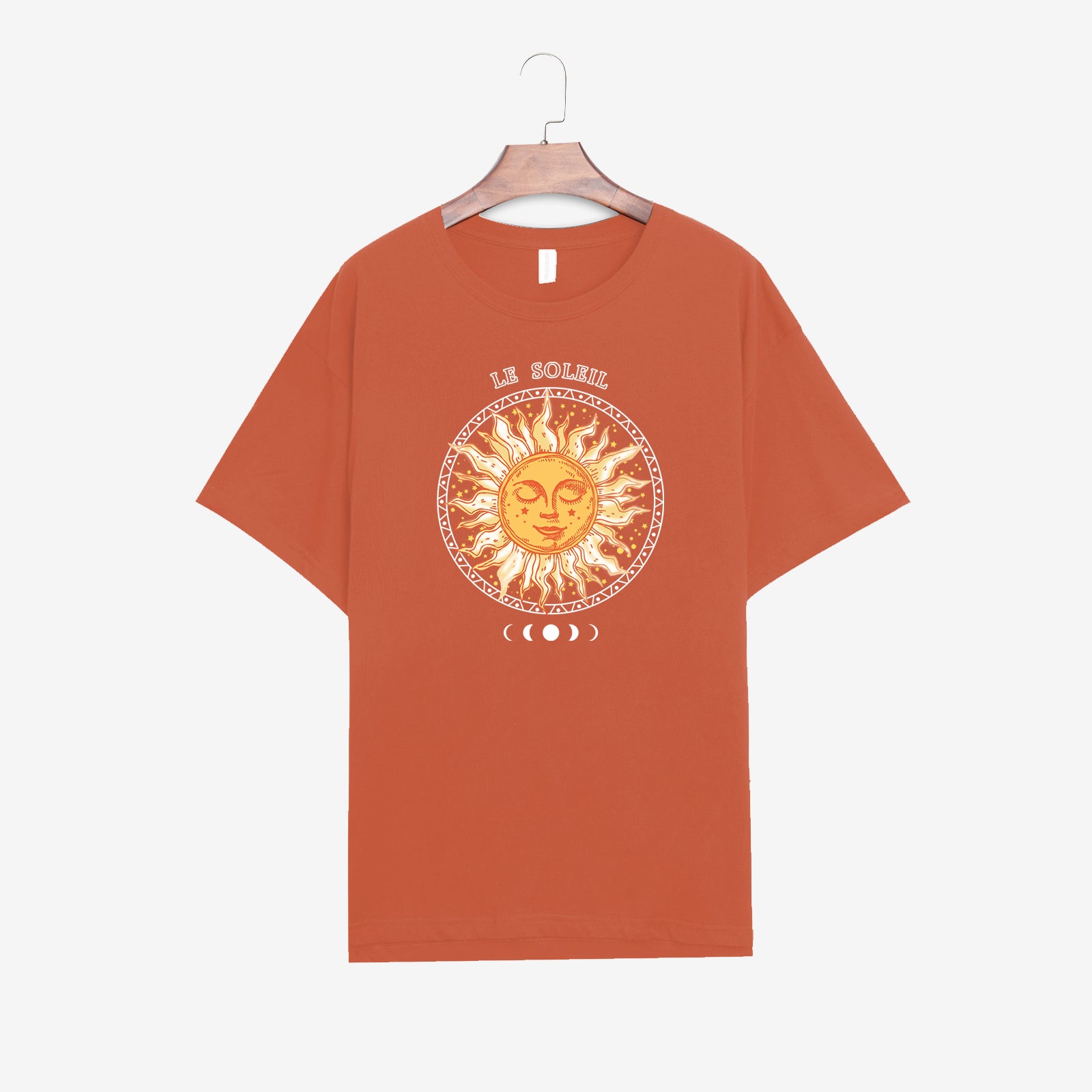 Neojana Orange Sun Print Long T-Shirt - chicyea