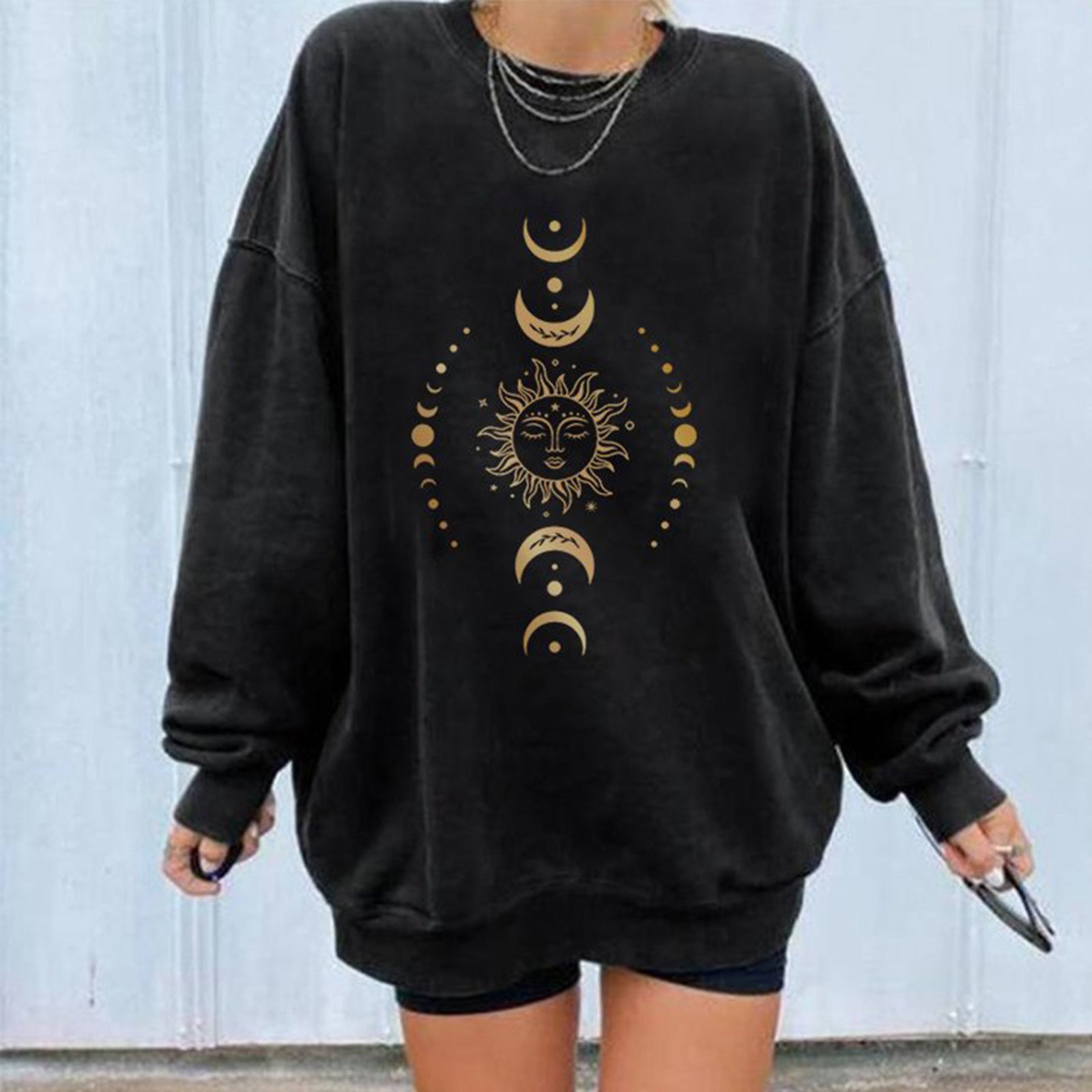Neojana Sun Moon Printed Women Sweatshirt - chicyea