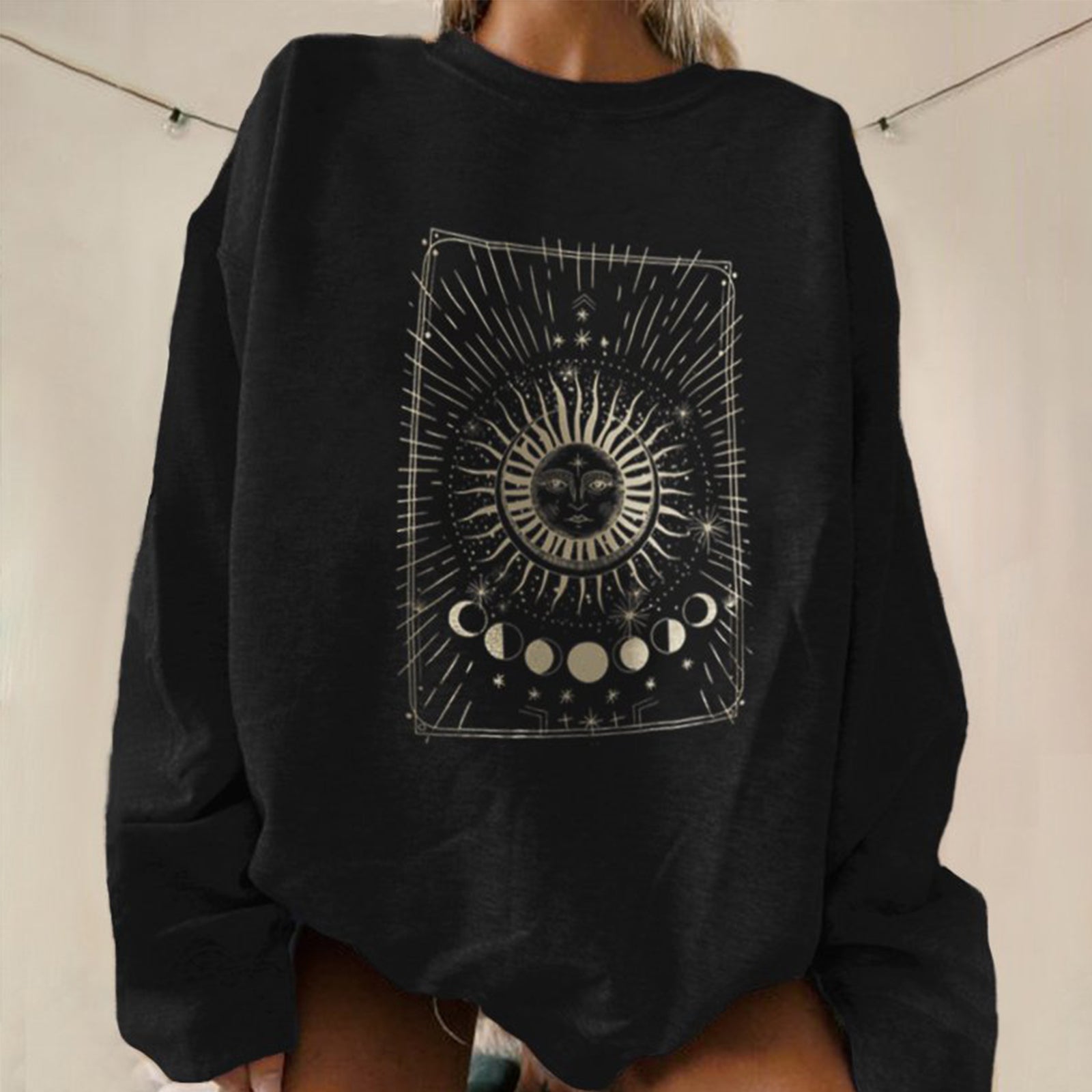 Neojana Sun Moons Printed Women Cozy Sweatshirt - chicyea