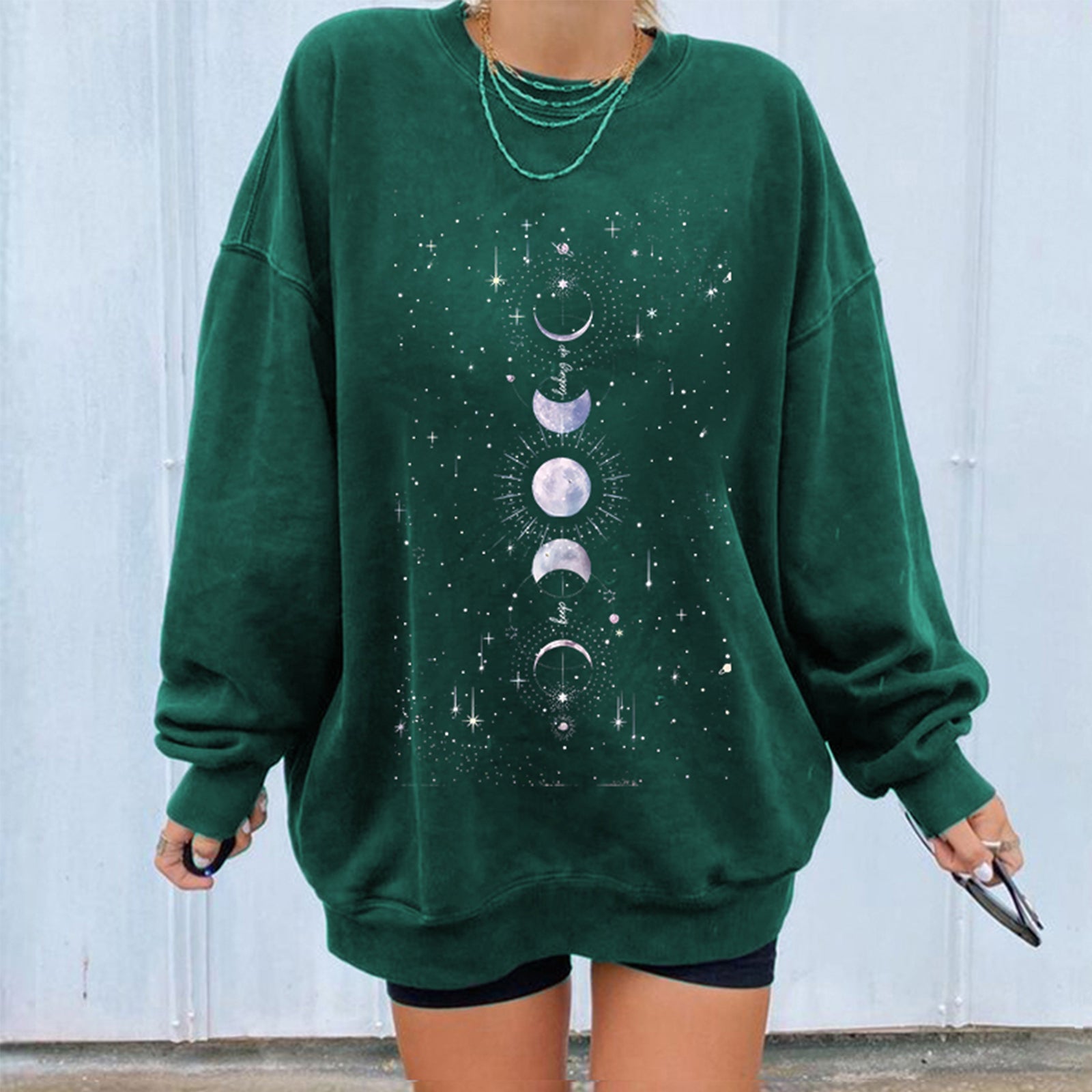 Neojana Lunar Eclipse Moon Printed Sweatshirt - chicyea