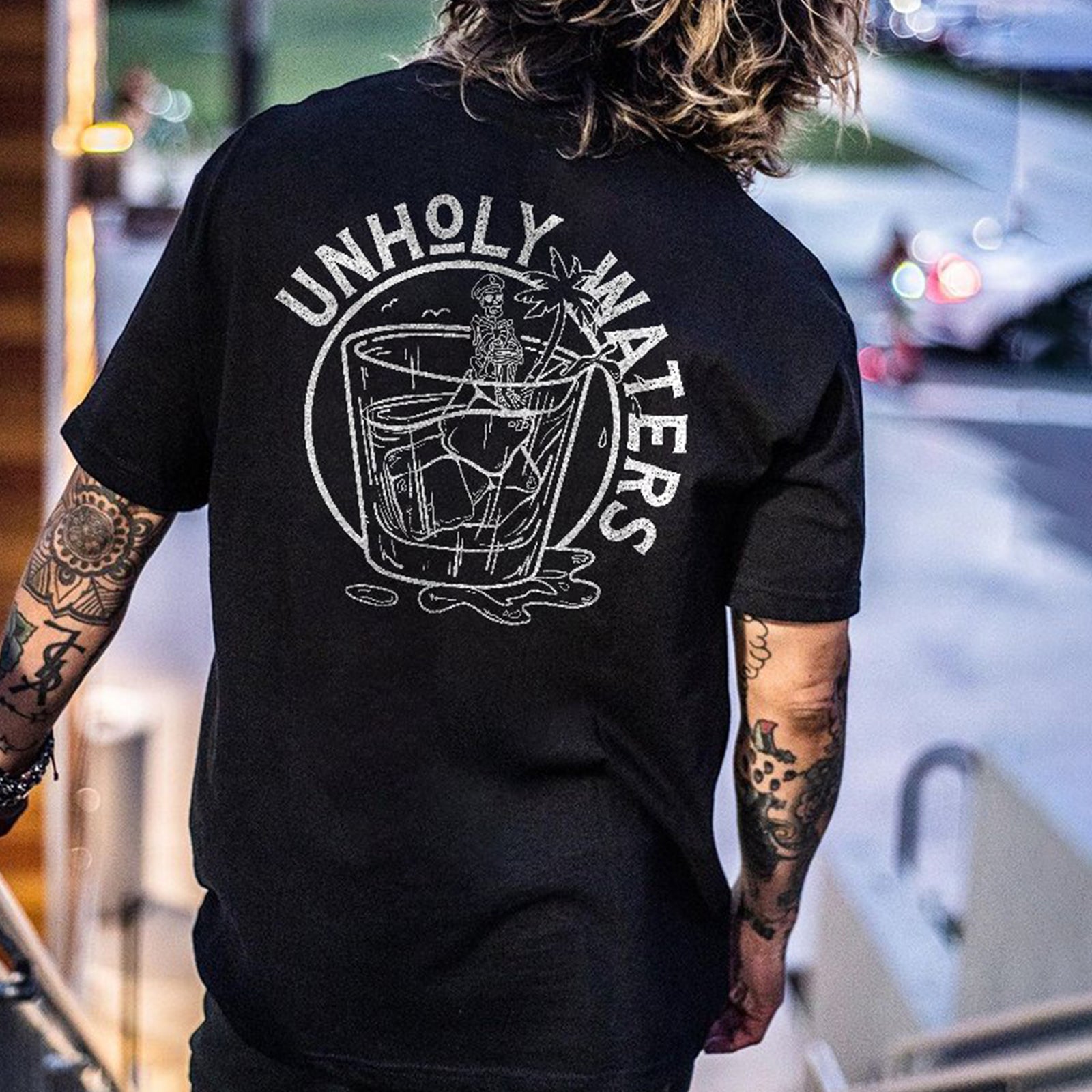 Cloeinc Unholy Waters Printed Black T-Shirt - chicyea