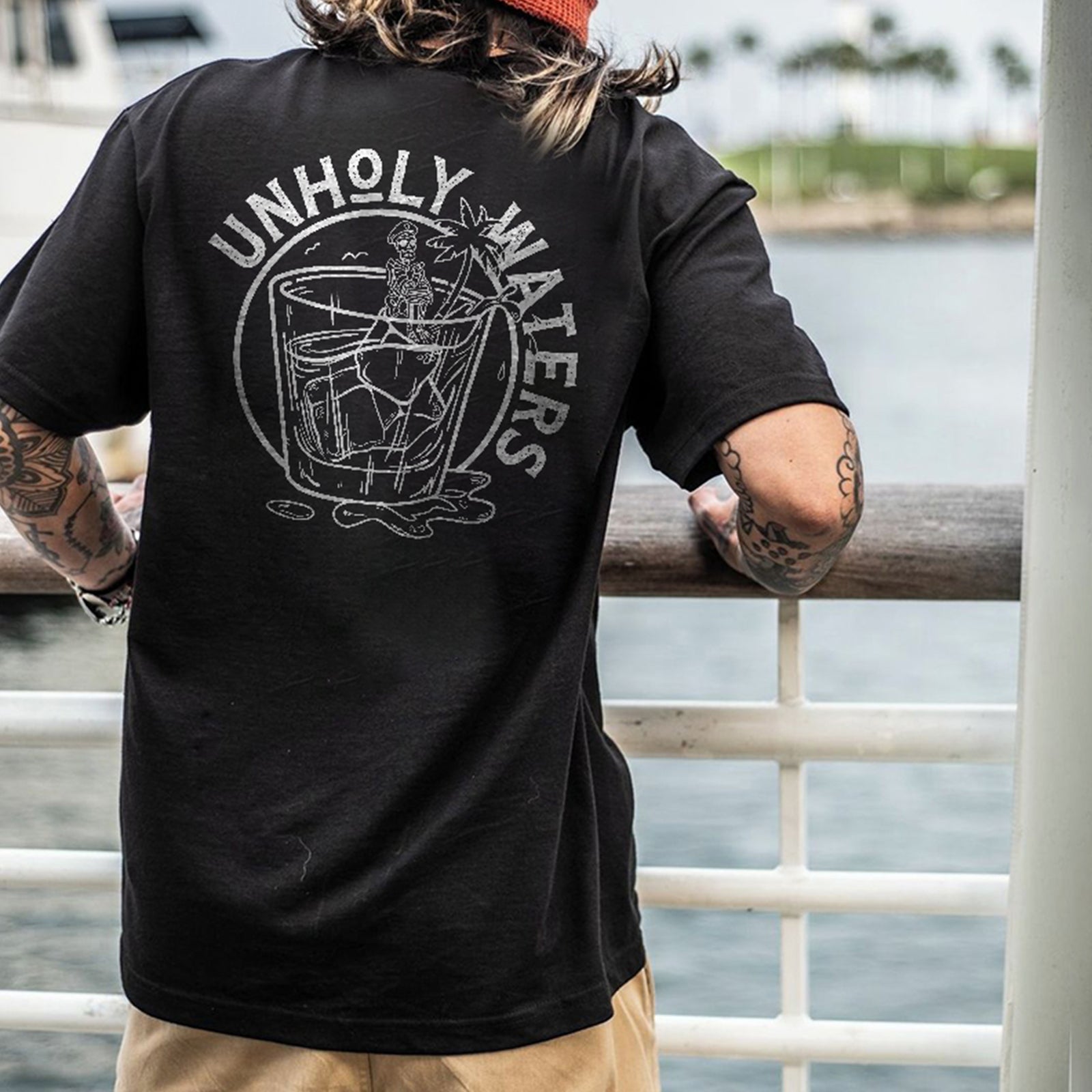 Cloeinc Unholy Waters Printed Black T-Shirt - chicyea