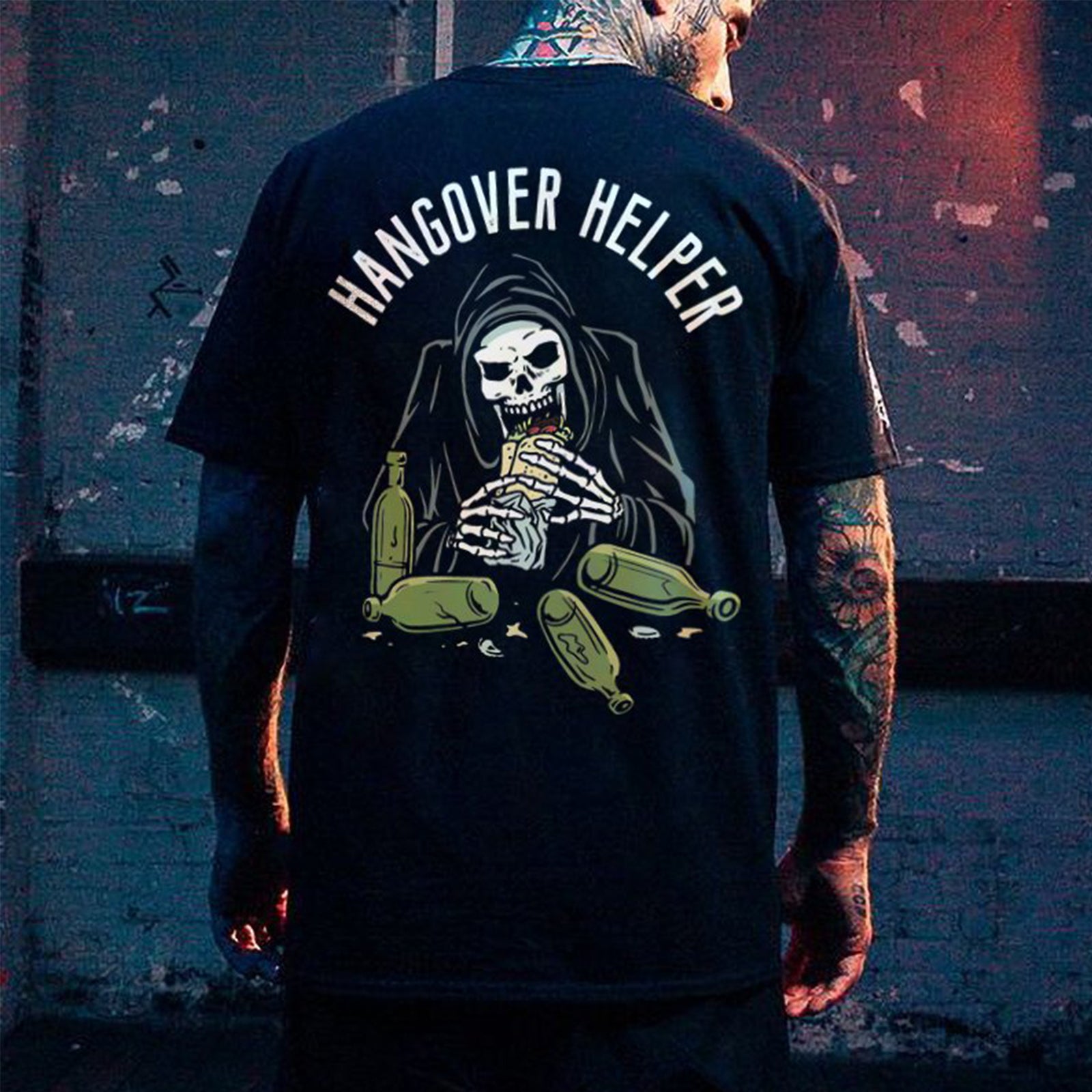 Cloeinc Hangover Helper Printed Reaper T-Shirt - chicyea