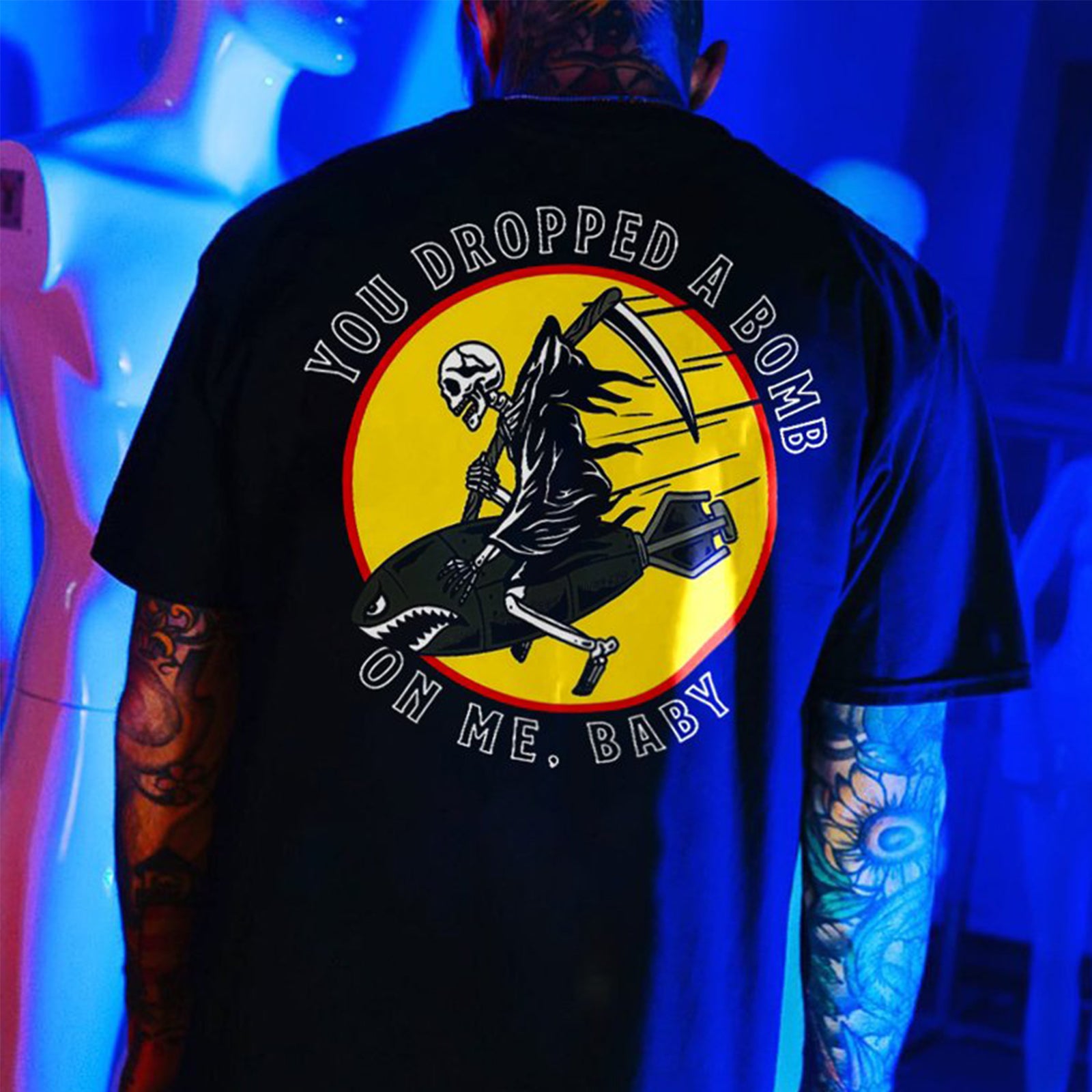 Cloeinc You Dropped A Bomb Printed Reaper T-Shirt - chicyea