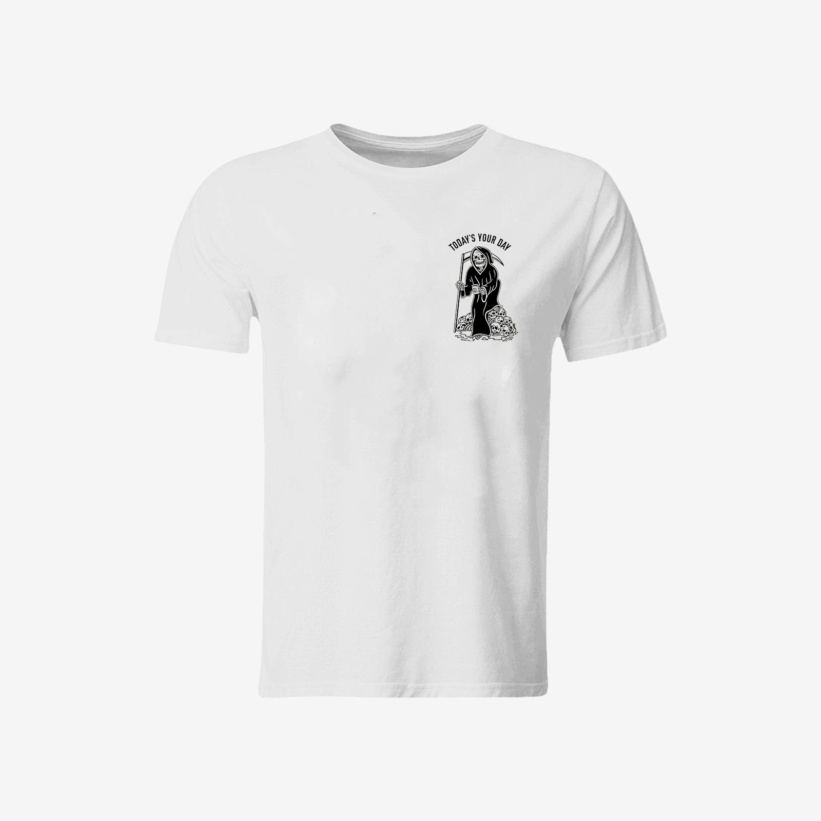Cloeinc Today Your Day A Pile Of Skulls Printed White Reaper T-Shirt - chicyea