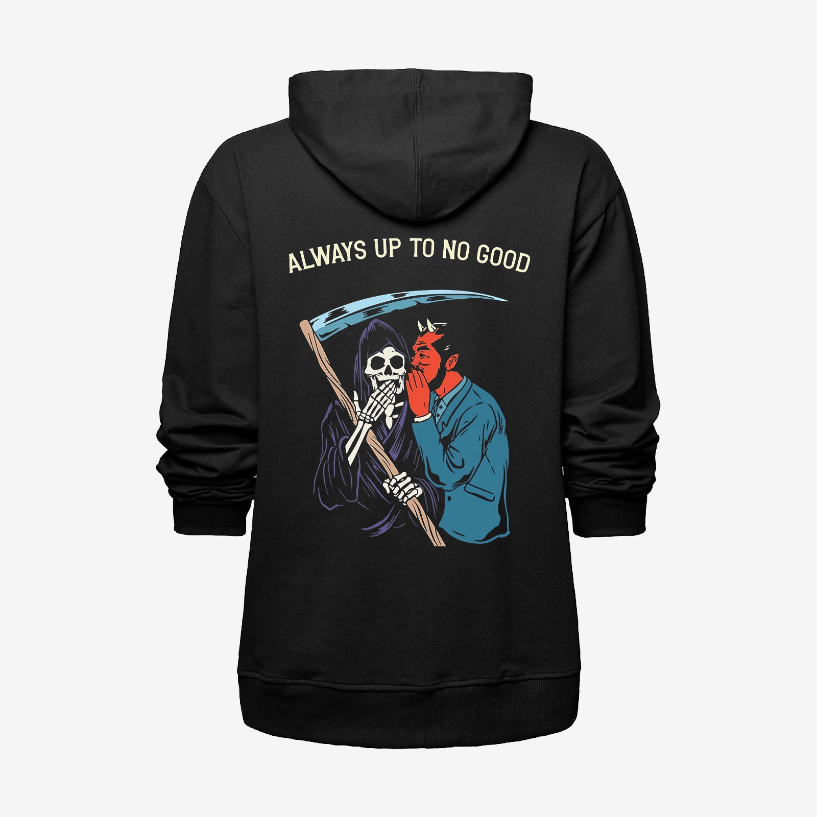Cloeinc The Devil And Skull Whispering Always Up No Good Reaper Hoodie - chicyea