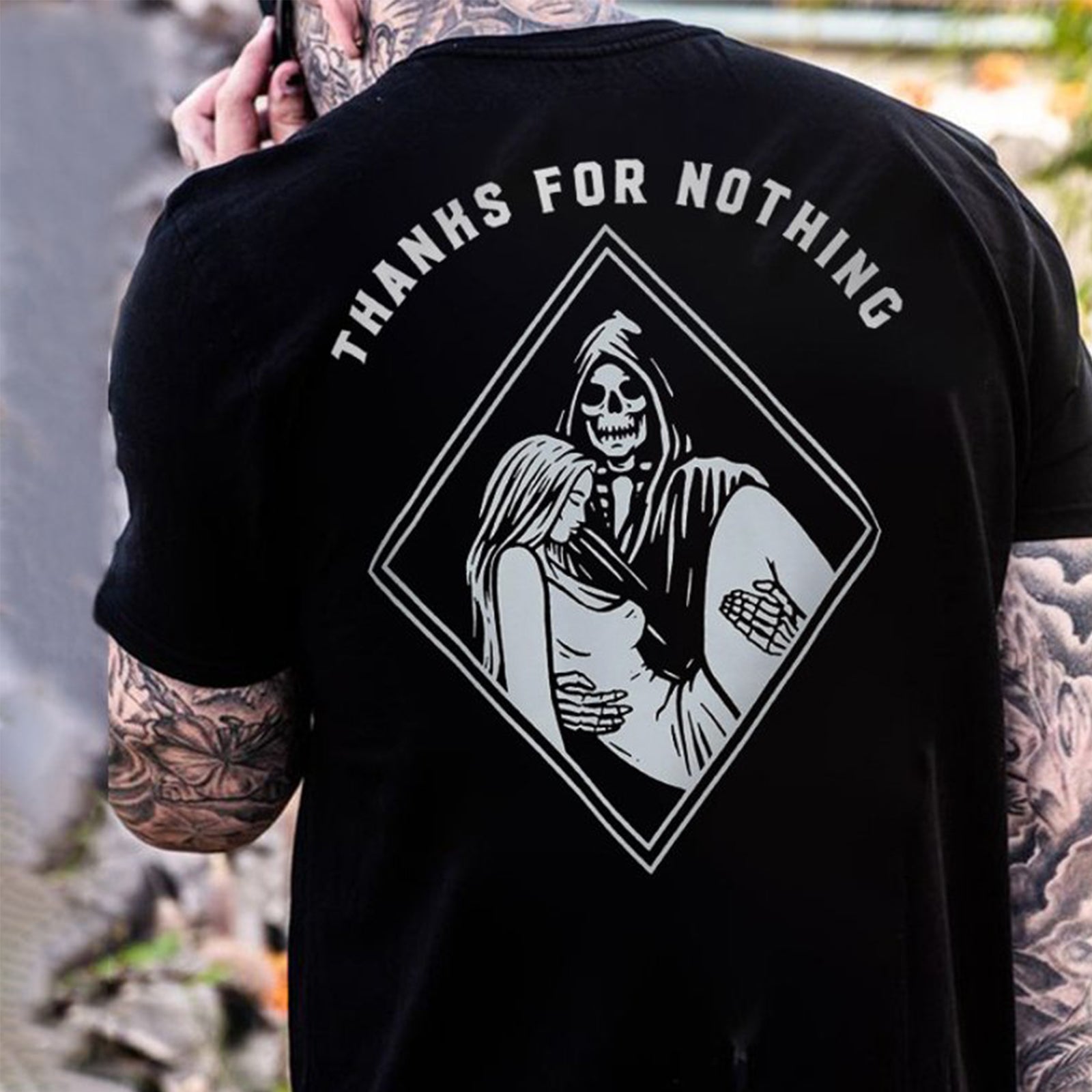 Cloeinc Thanks For Nothing Printed Reaper Men T-Shirt - chicyea