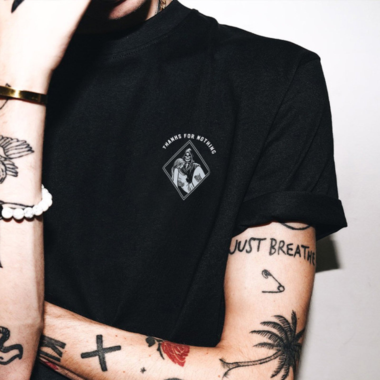 Cloeinc Thanks For Nothing Printed Reaper Men T-Shirt - chicyea