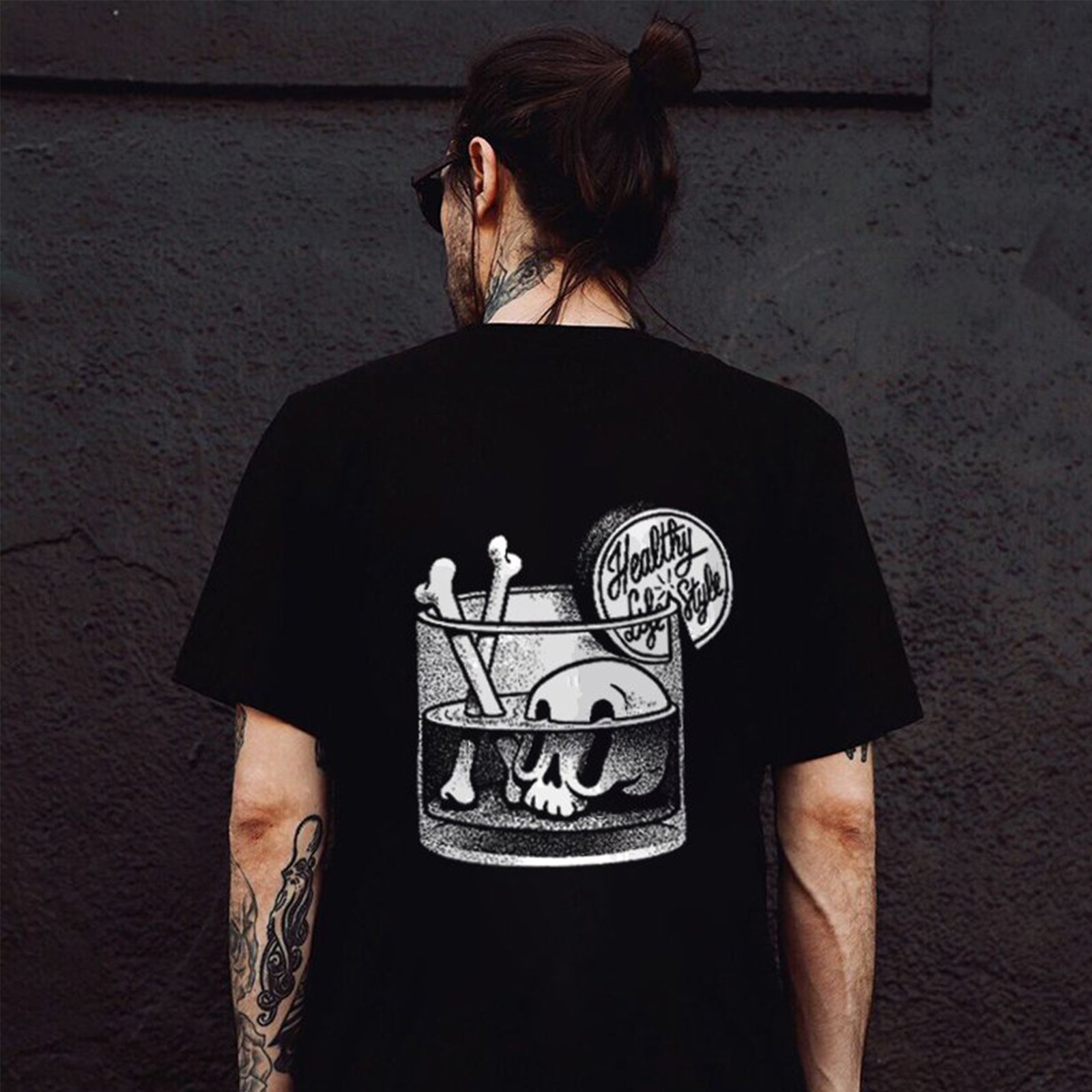 Cloeinc Funny Skull Printed Casual T-Shirt - chicyea