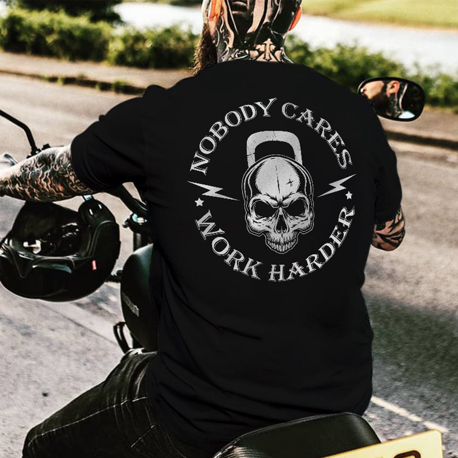Cloeinc Nobody Cares Work Harder Skull Printed White Classic T-Shirt - chicyea