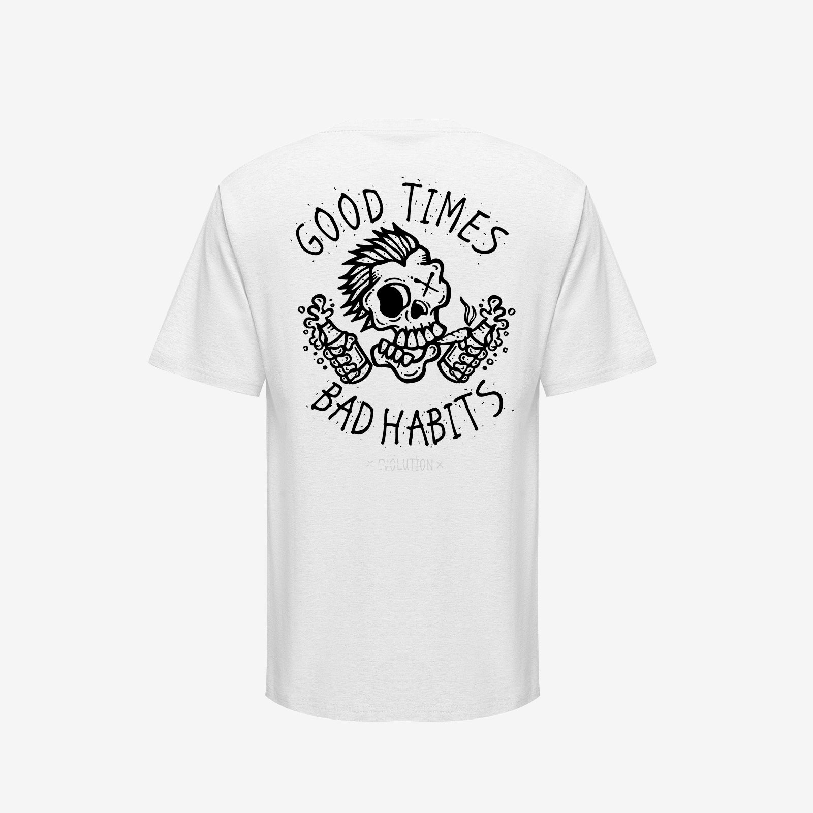 Cloeinc Good Times Bad Habits Skull Printed Men Casual T-Shirt - chicyea