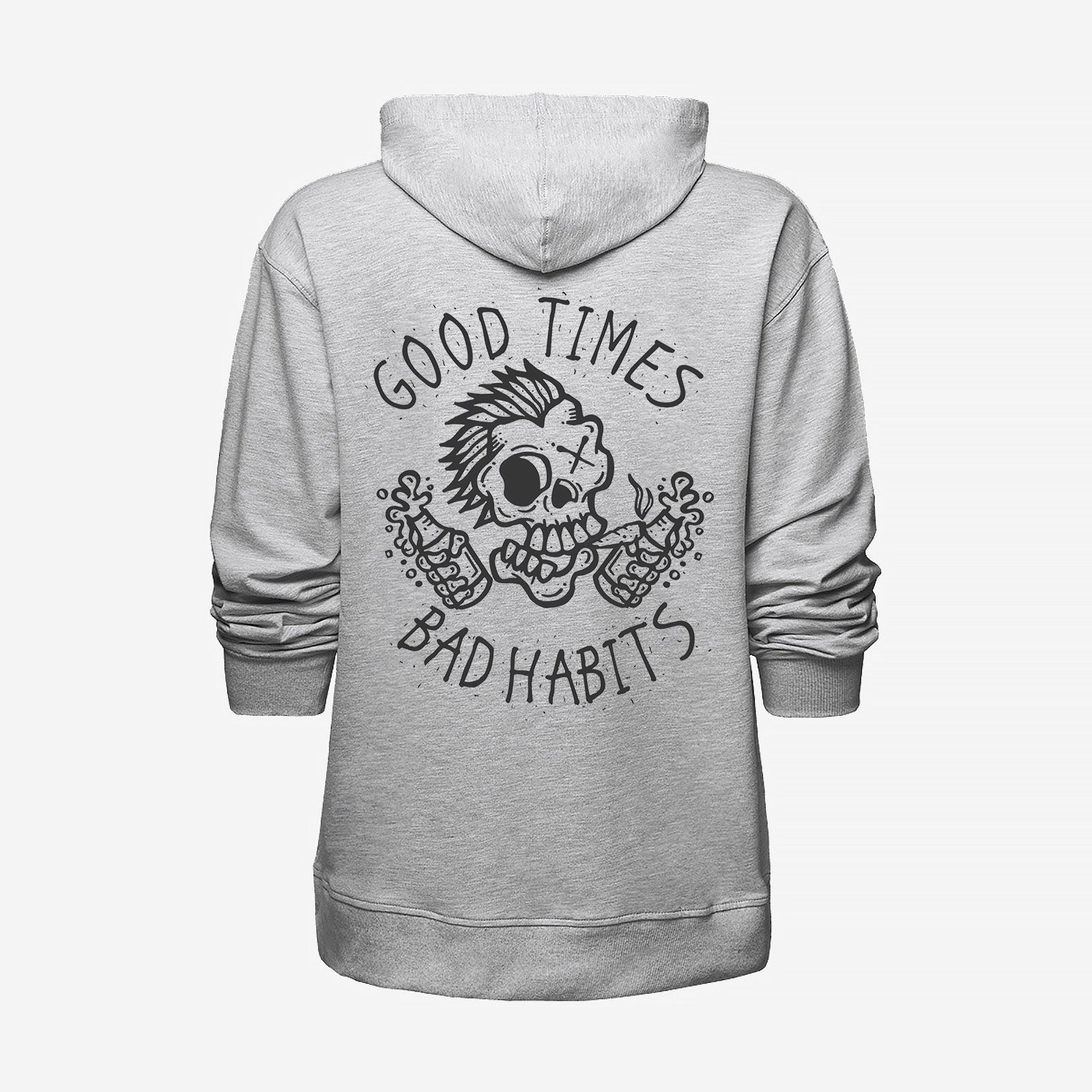 Cloeinc Good Times Bad Habits Skull Printed Casual Men Plus Hoodie - chicyea