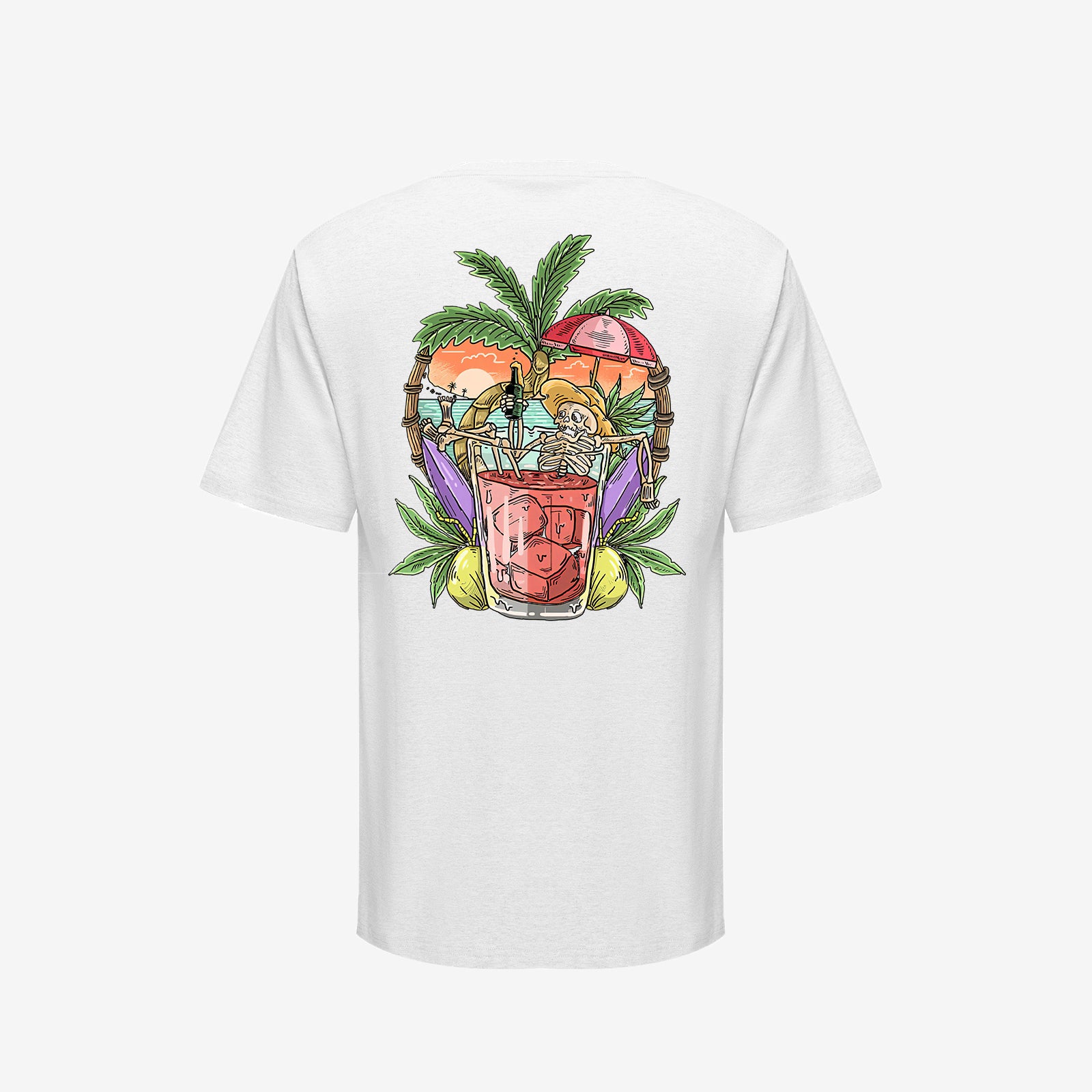 Cloeinc Skull Beach Drinking Graphic Men T-Shirt - Chicyea