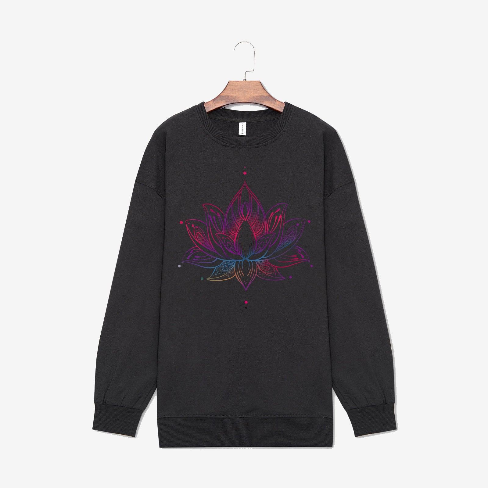 Neojana Mysterious Lotus Print Crewneck Sweatshirt - Chicyea