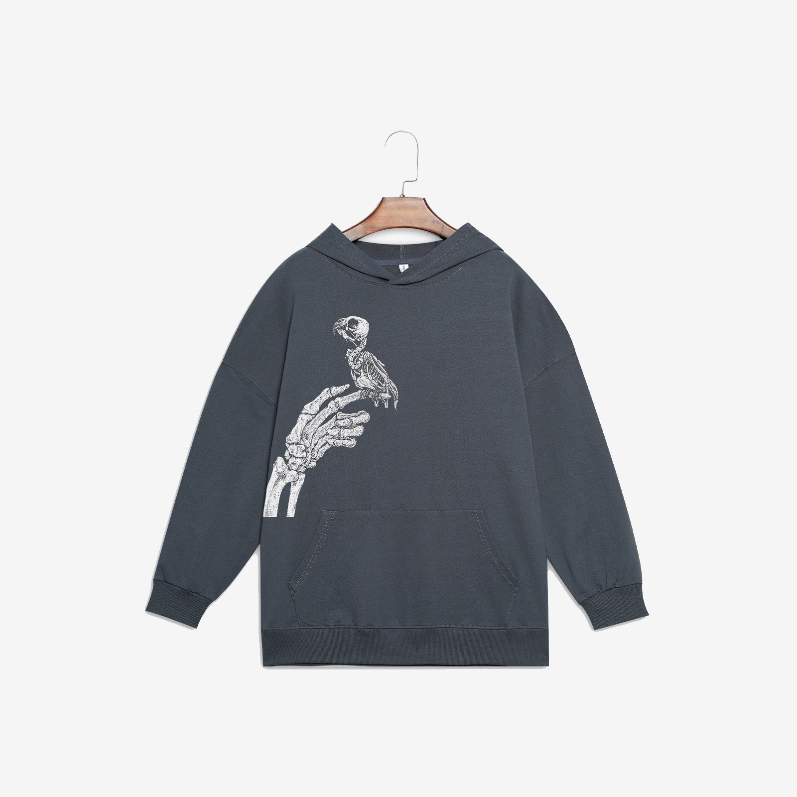 Minnieskull Cooler Designer-Kapuzenpullover mit Knochenkrallen und Vogel-Print 
