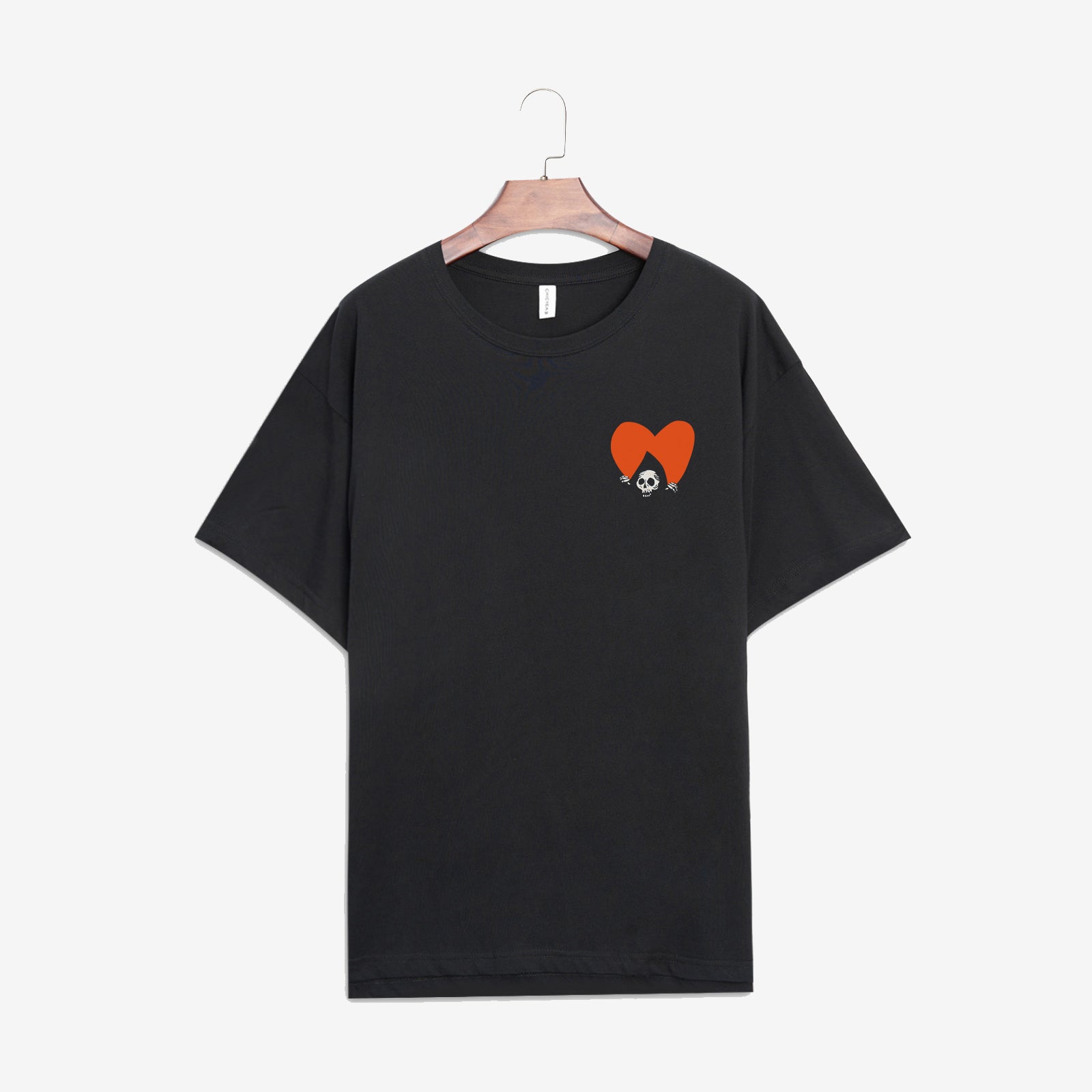 Minnieskull Classic Black Heart Print Women'S T-Shirt