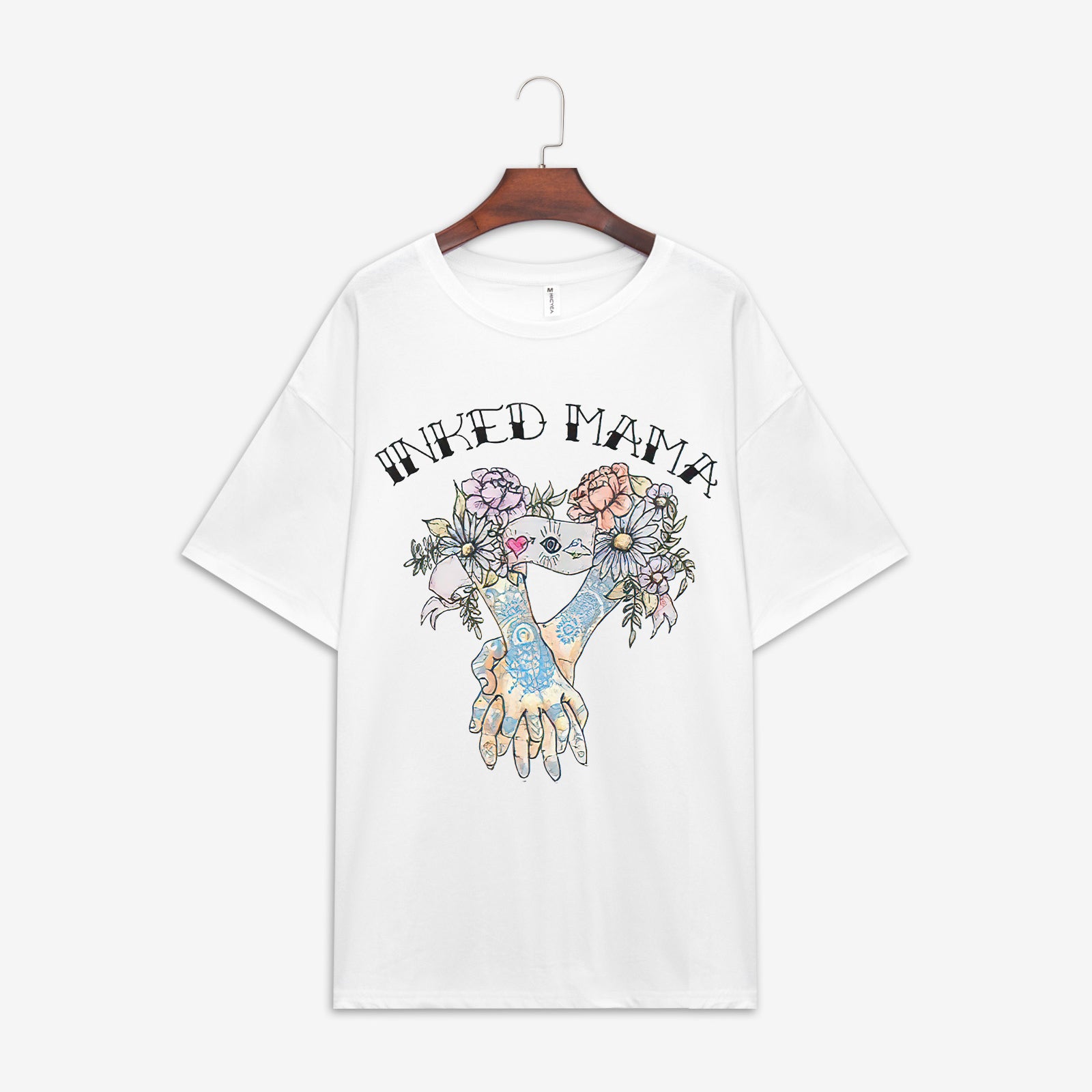 Minnieskull Colorful Flower Printing Women T-Shirt