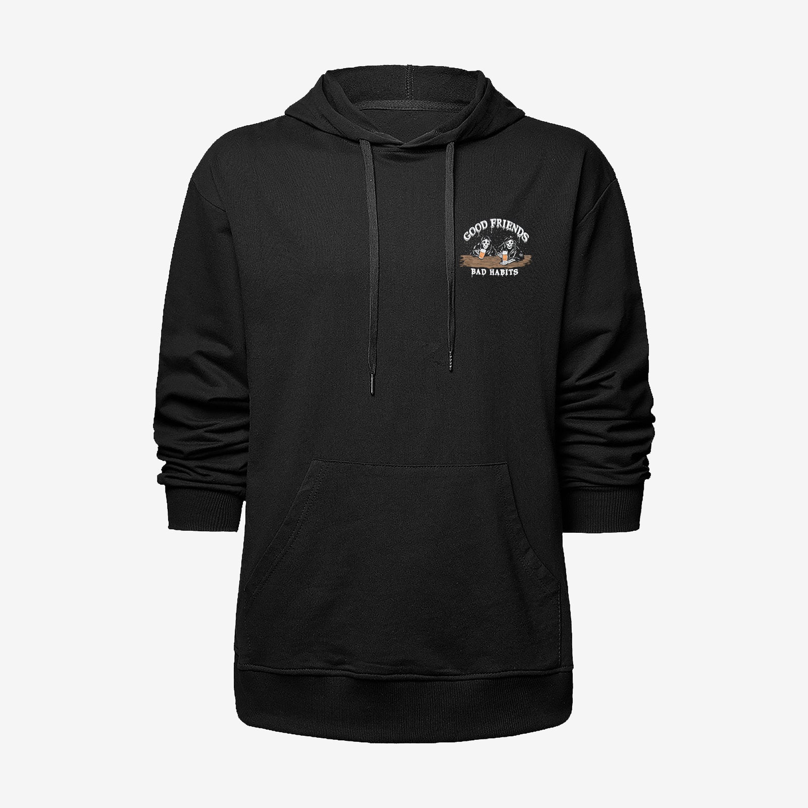 Cloeinc Bad Habits Drinking Skull Print Hoodie - Chicyea