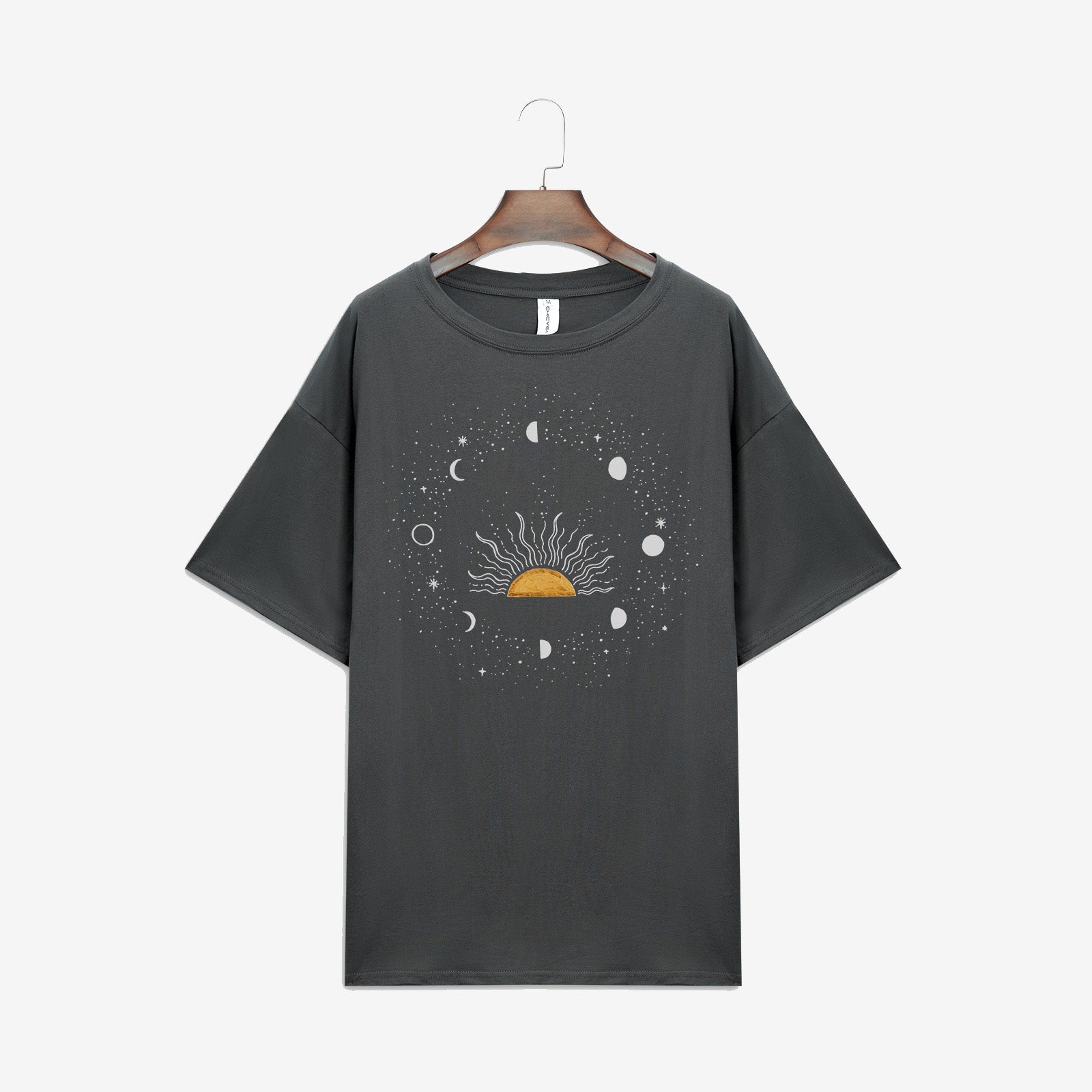 Neojana Fashion Sun Moon Phases Print T-Shirt - Chicyea