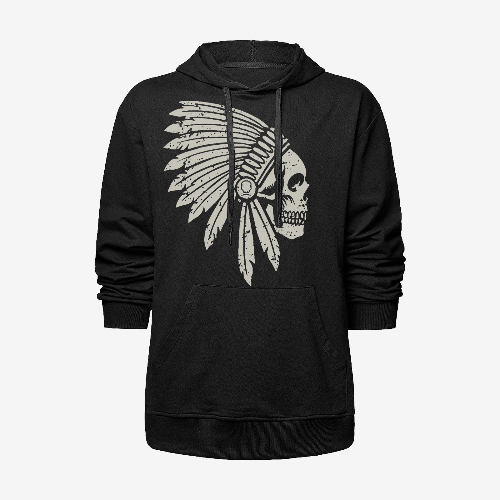 Livereid Black Skull Print Black Hooded Sweatshirt - Chicyea