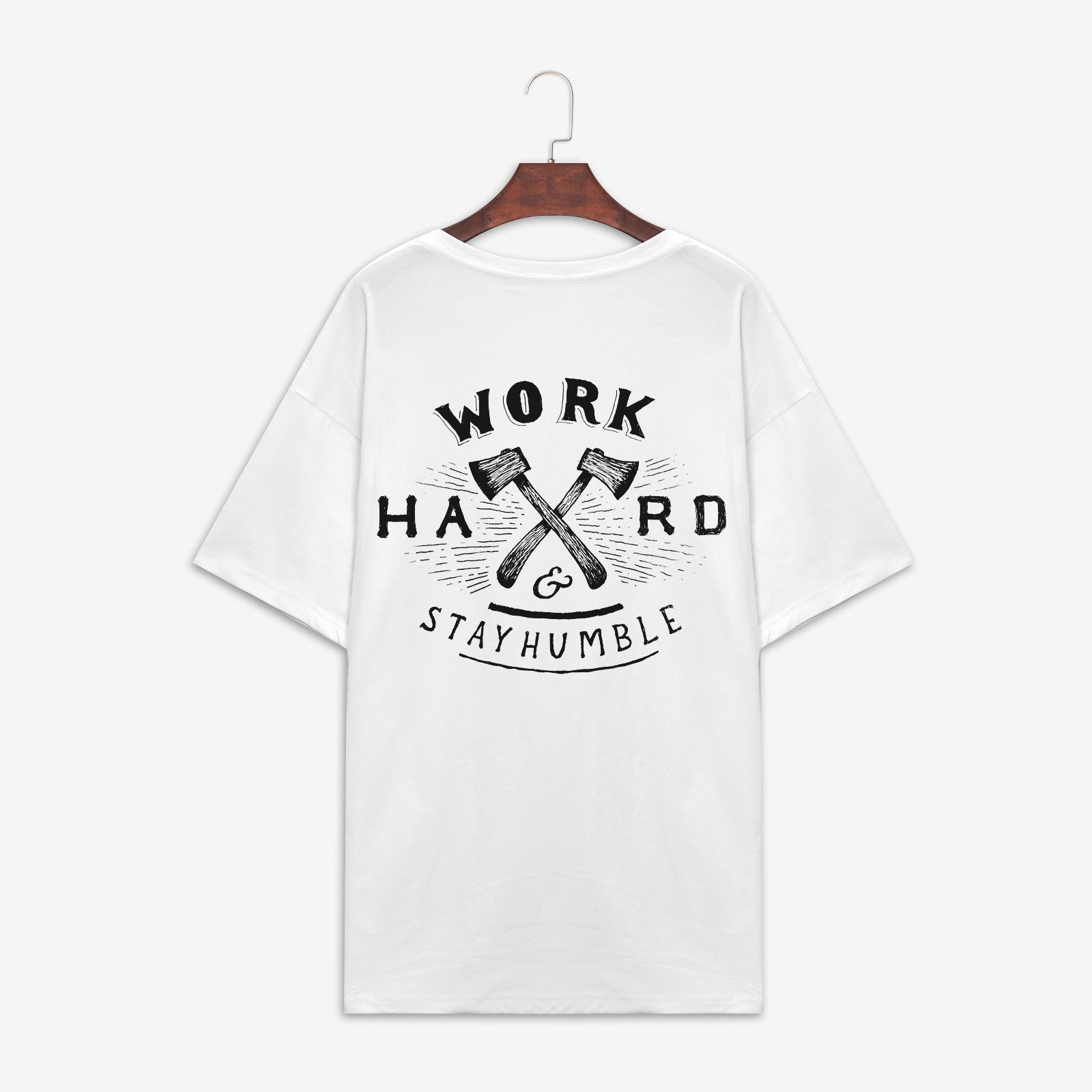 Minnieskull – Work Hard – Designer-T-Shirt mit Aufdruck 