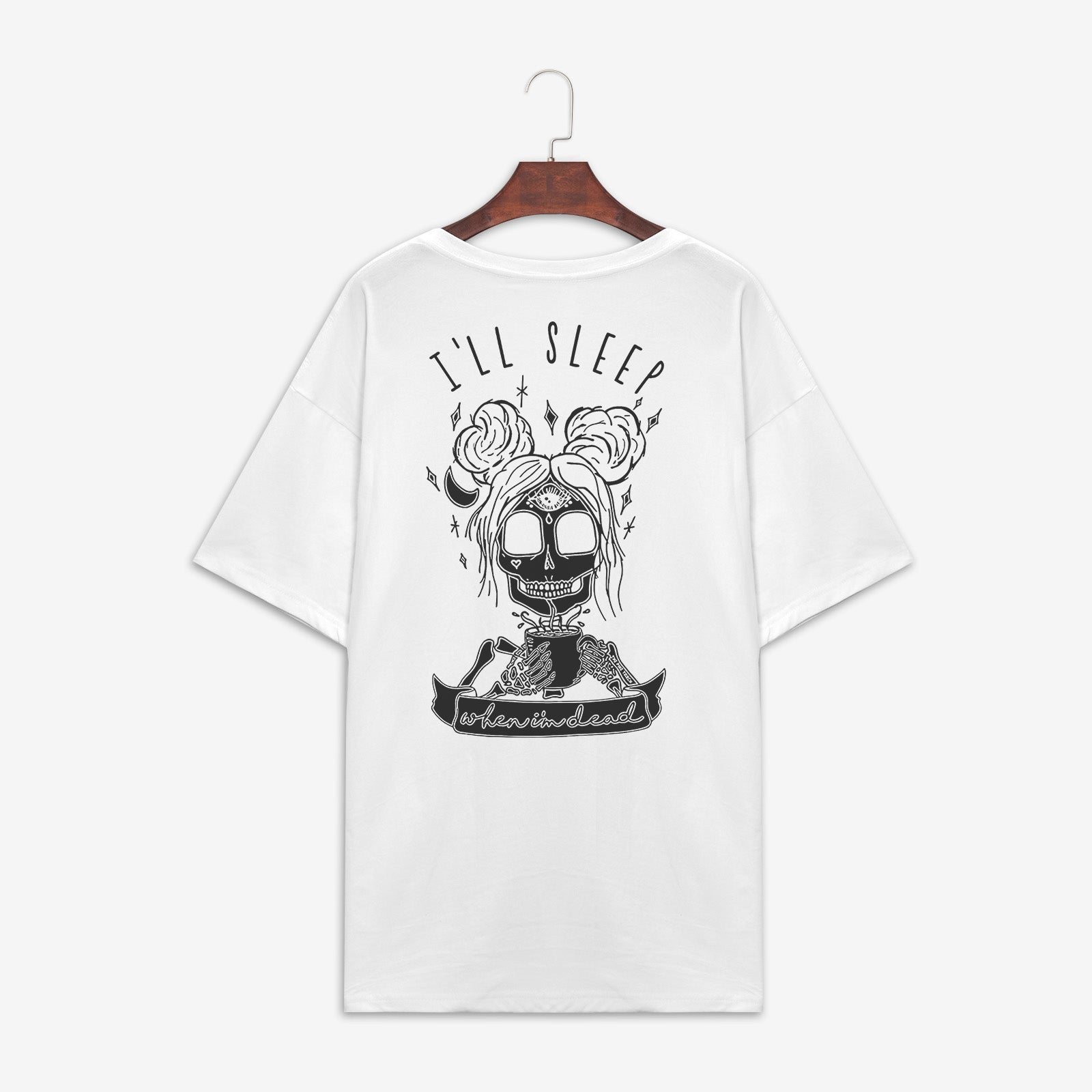 Minnieskull I'Ll Sleep Printed White T-Shirt