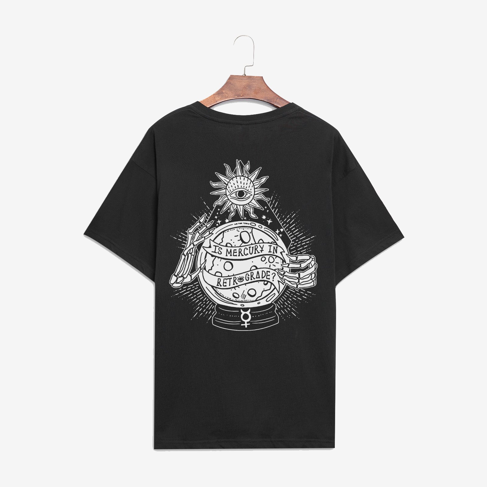 Minnieskull Eye Letter Printing Casual Black T-Shirt