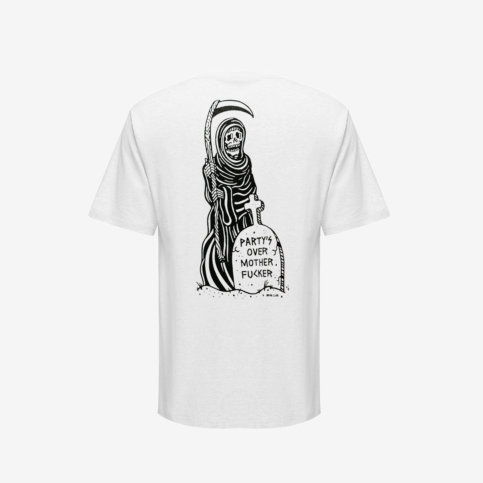 Cloeinc Party Over Mother Fucker Skull Printed Reaper T-Shirt - Chicyea