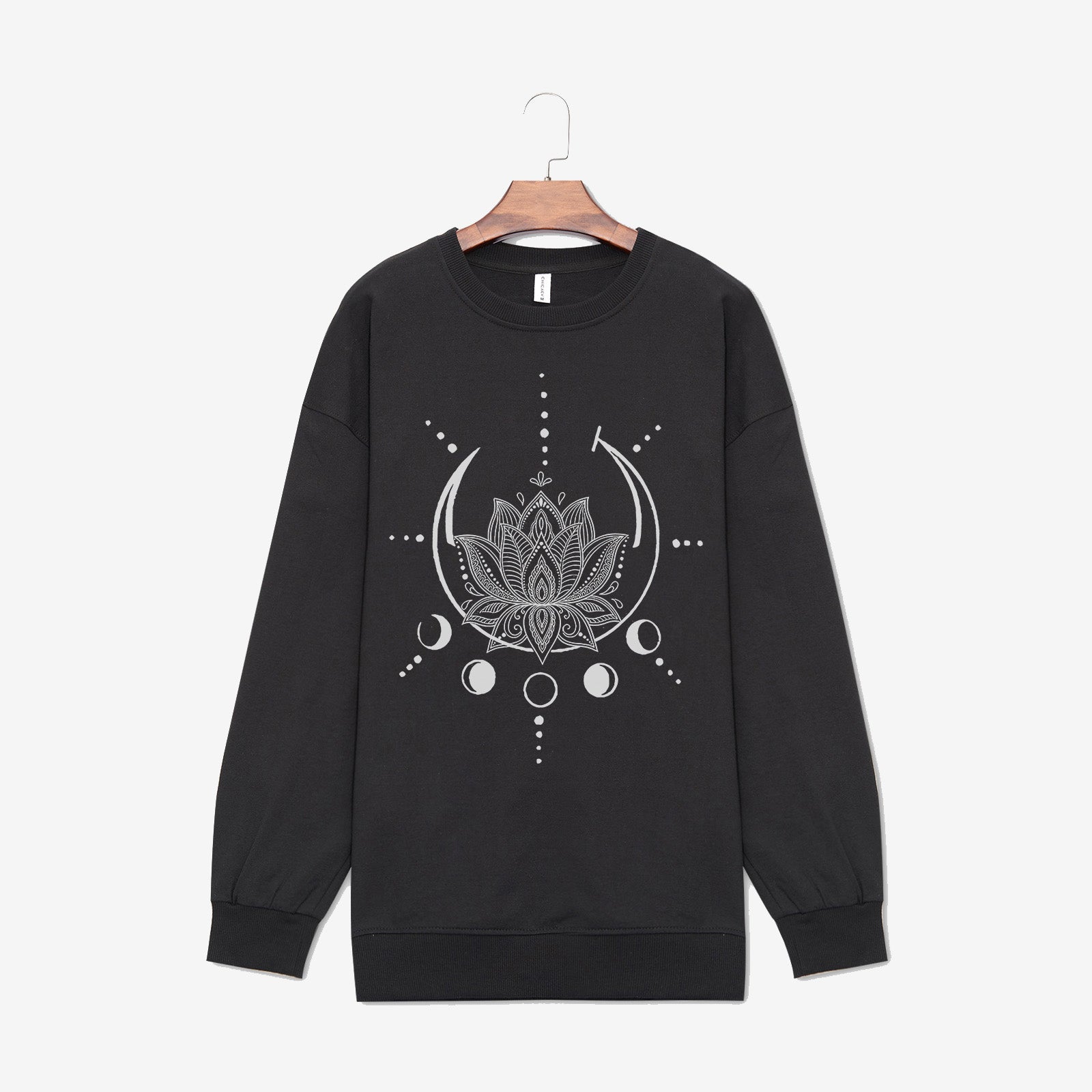 Neojana Moon Lotus Print Plus Sweatshirt - Chicyea
