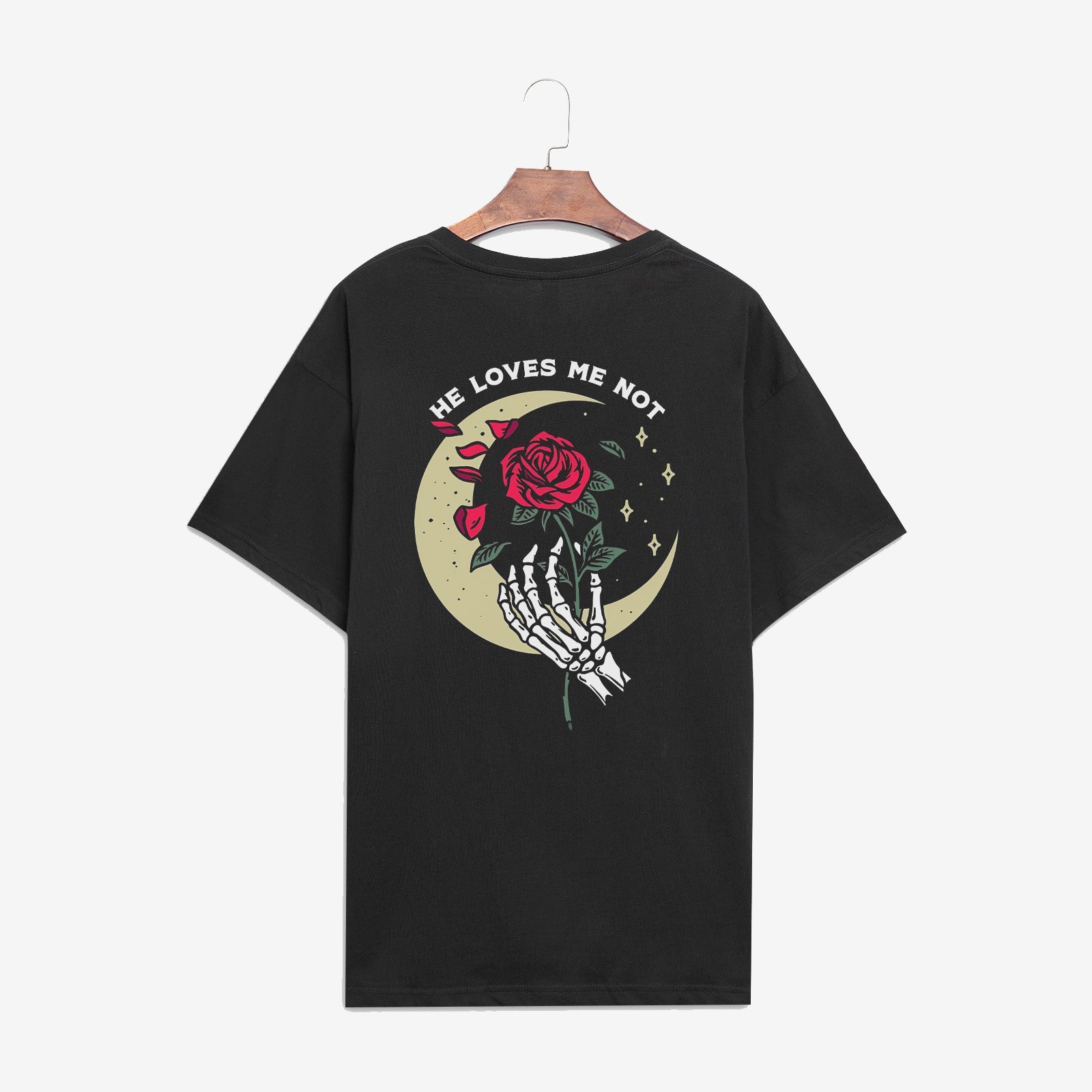 Minnieskull Vintage Moon Rose Printed T-Shirt
